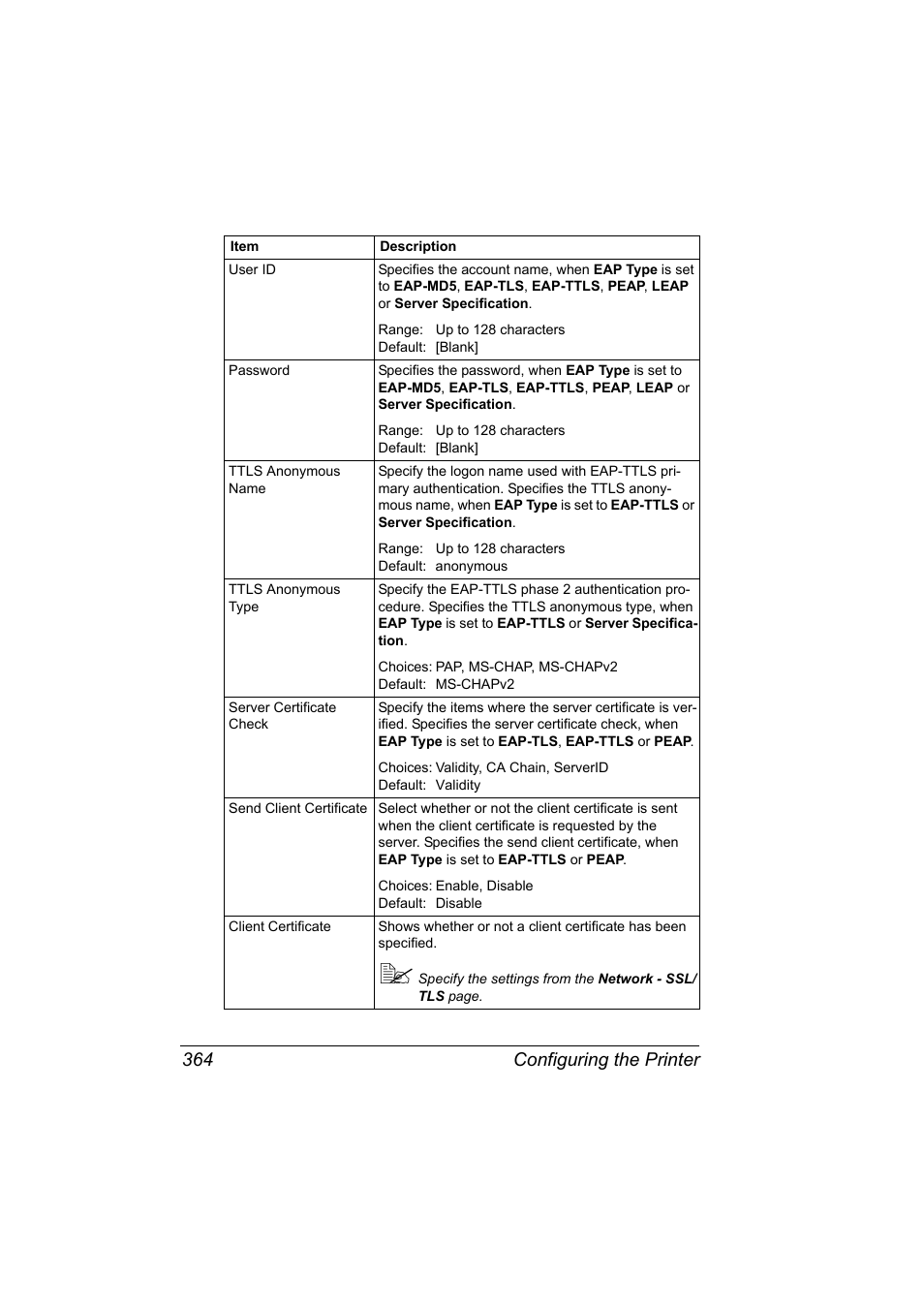 Configuring the printer 364 | Konica Minolta pagepro 5650 User Manual | Page 382 / 394