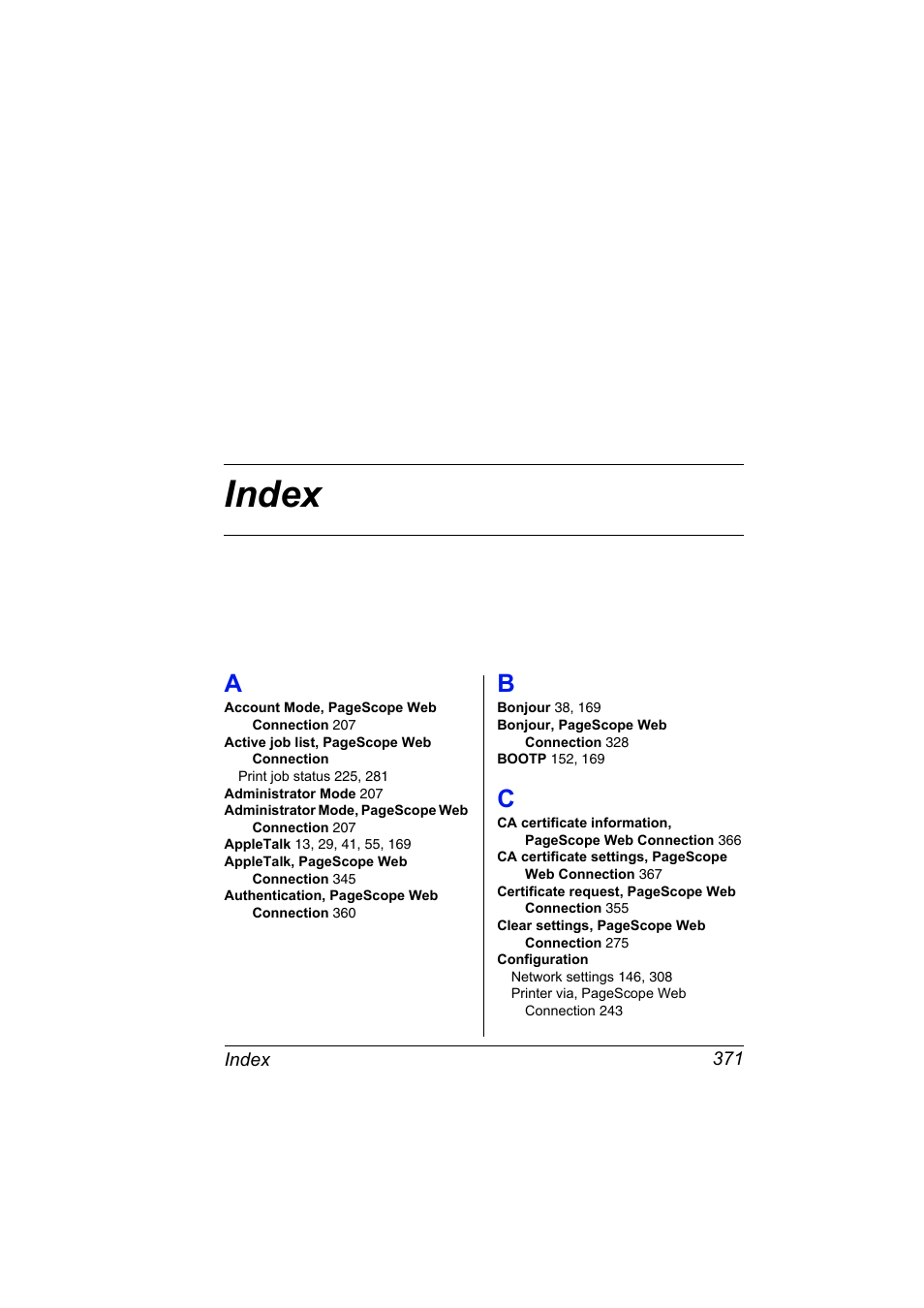 Index | Konica Minolta pagepro 5650 User Manual | Page 389 / 394