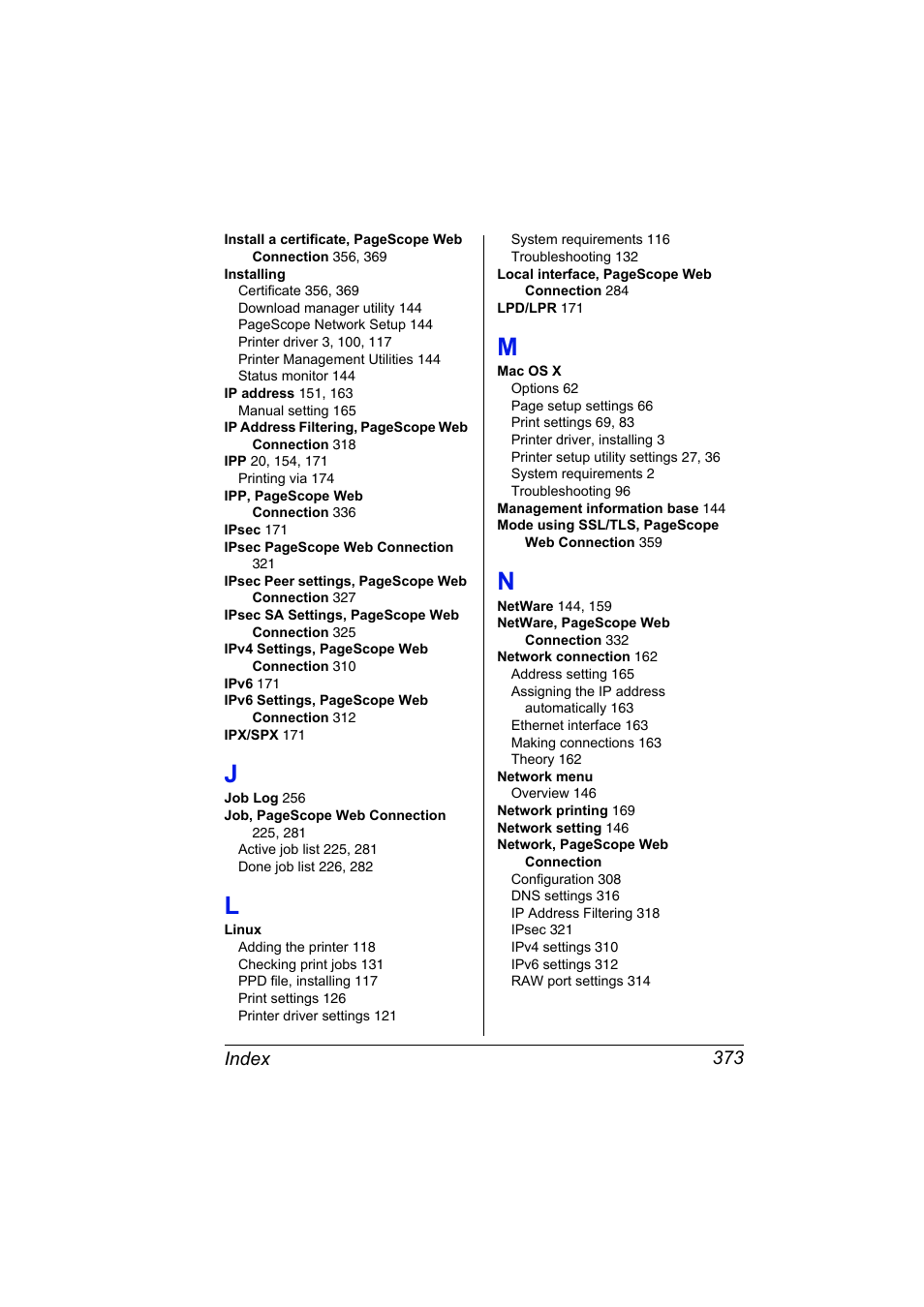 Index 373 | Konica Minolta pagepro 5650 User Manual | Page 391 / 394