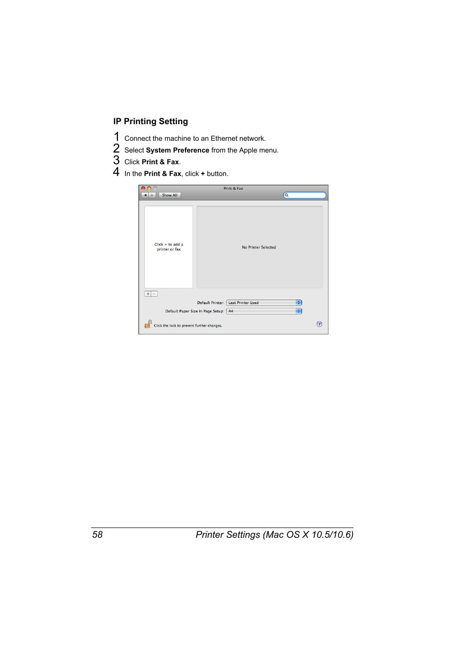 Ip printing setting, Ip printing setting 58 | Konica Minolta pagepro 5650 User Manual | Page 76 / 394
