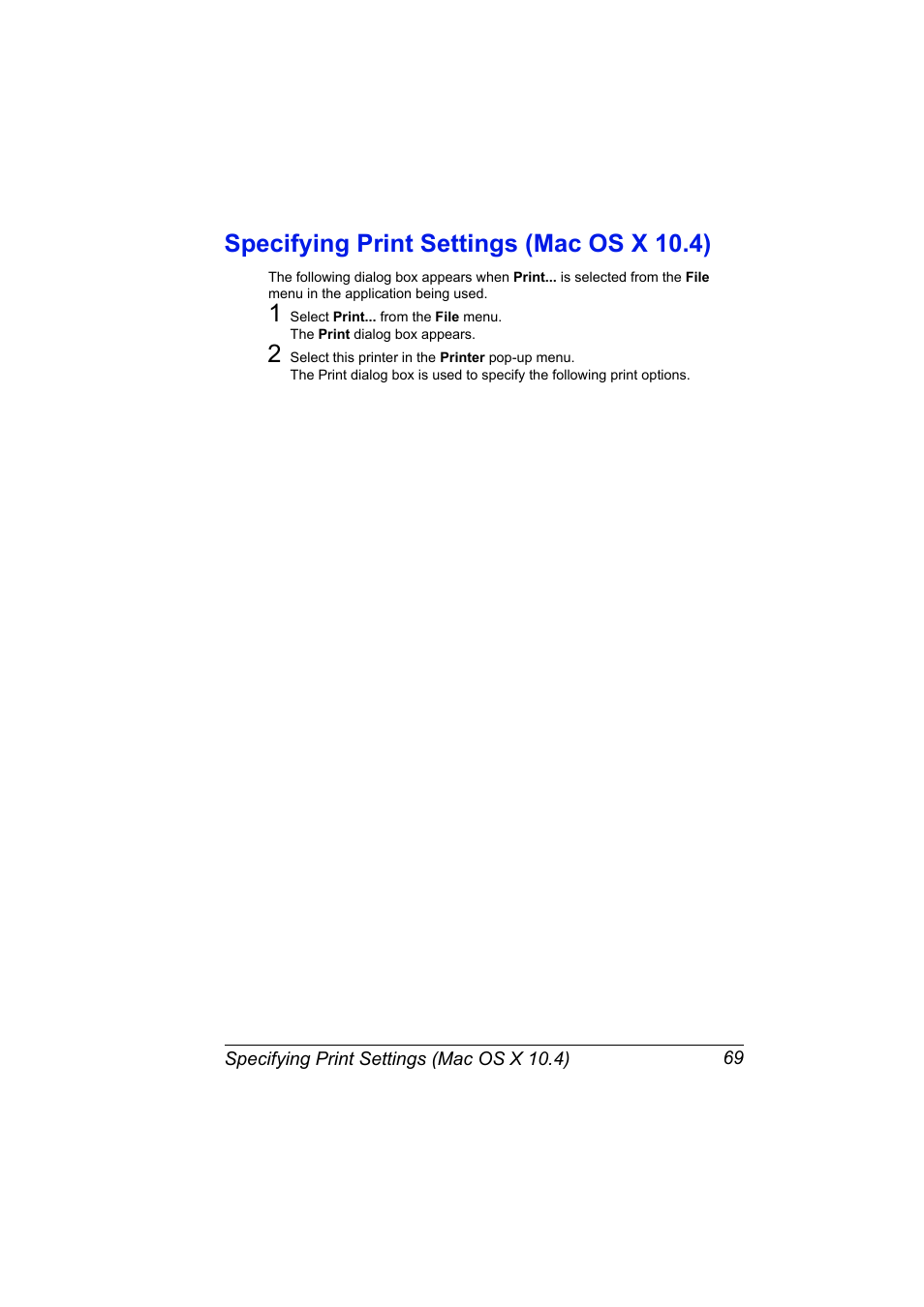 Specifying print settings (mac os x 10.4), Specifying print settings (mac os x 10.4) 69 | Konica Minolta pagepro 5650 User Manual | Page 87 / 394