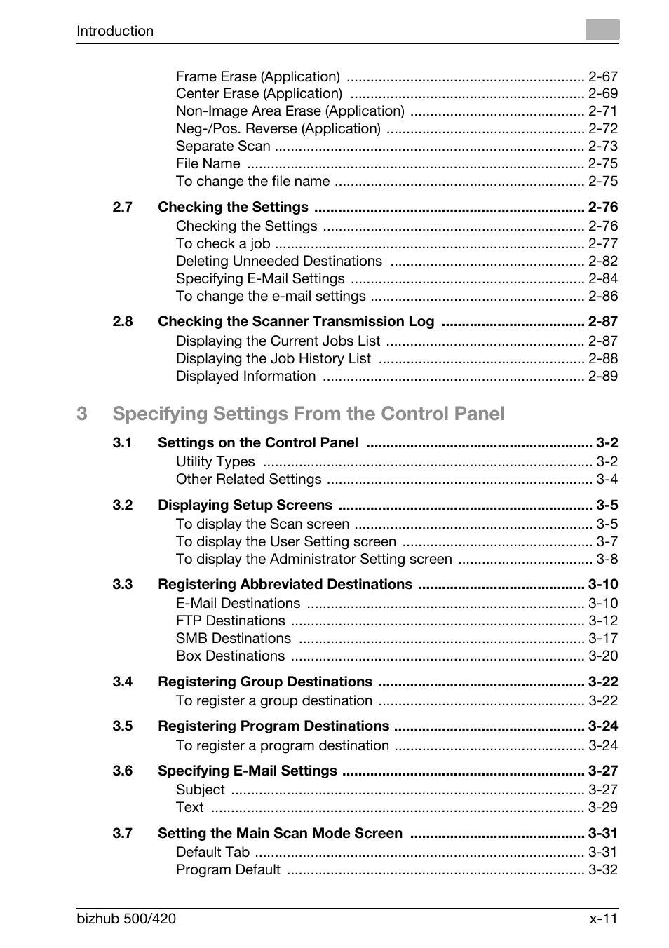 3specifying settings from the control panel | Konica Minolta bizhub 500 User Manual | Page 12 / 412