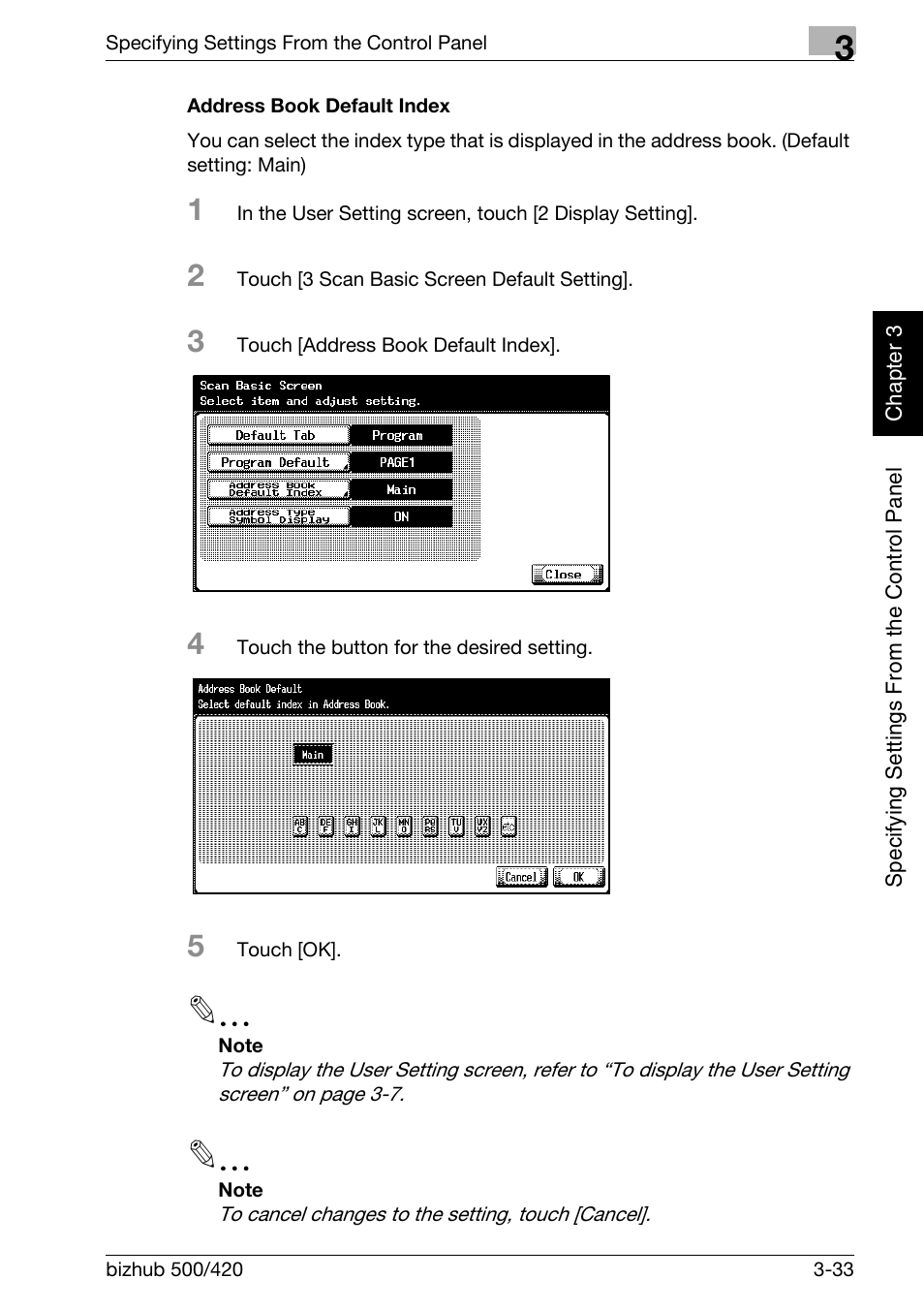 Address book default index -33 | Konica Minolta bizhub 500 User Manual | Page 158 / 412