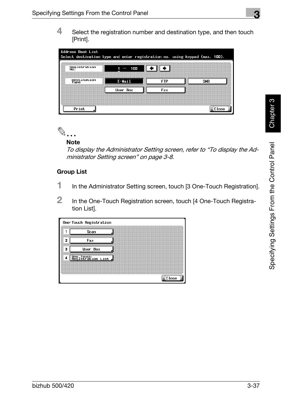 Group list -37 | Konica Minolta bizhub 500 User Manual | Page 162 / 412