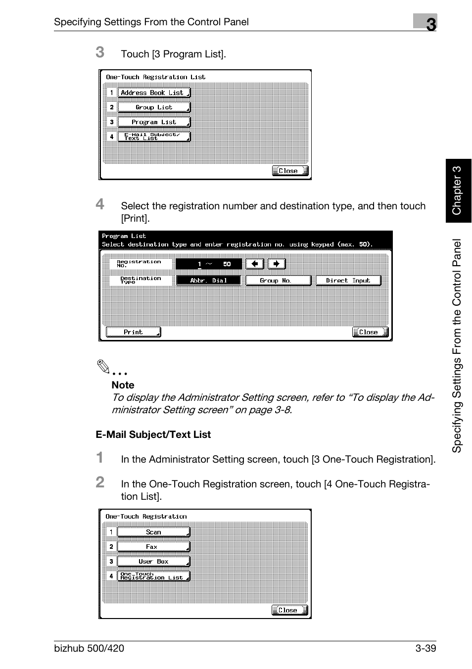 E-mail subject/text list -39 | Konica Minolta bizhub 500 User Manual | Page 164 / 412