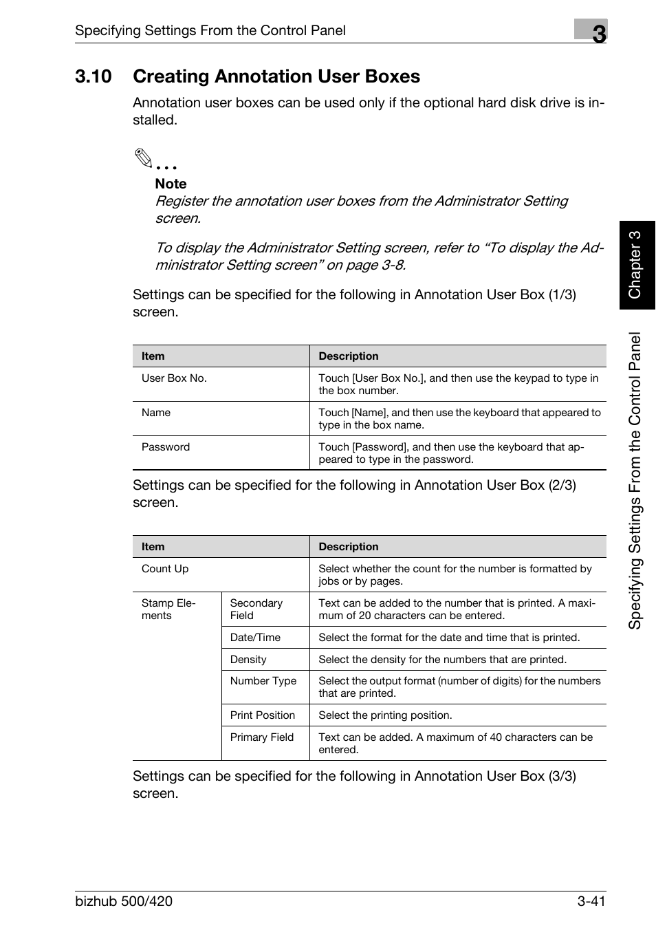 10 creating annotation user boxes, Creating annotation user boxes -41 | Konica Minolta bizhub 500 User Manual | Page 166 / 412