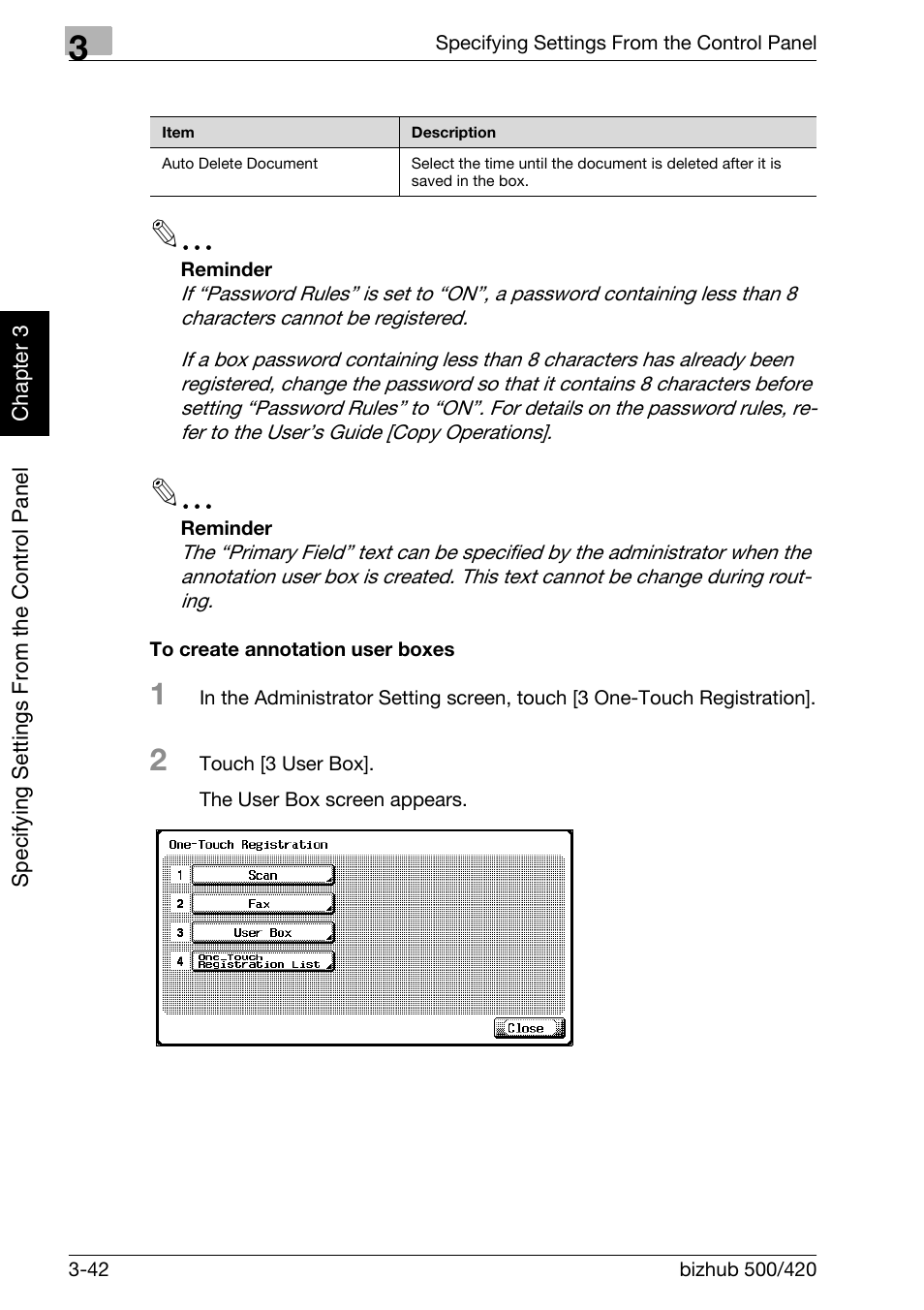 To create annotation user boxes -42 | Konica Minolta bizhub 500 User Manual | Page 167 / 412