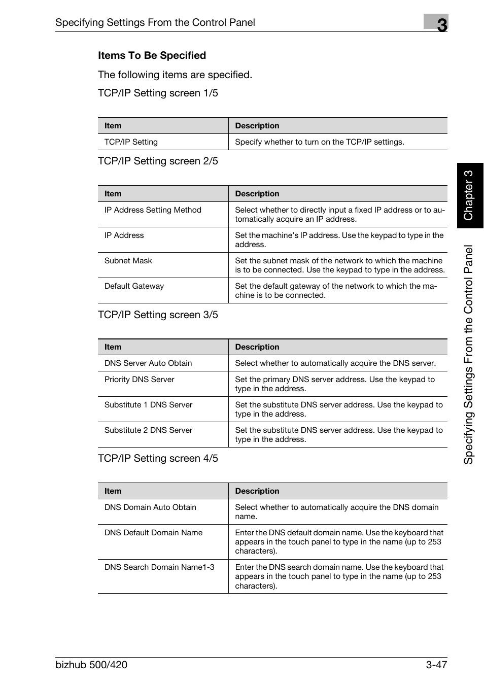 Items to be specified -47 | Konica Minolta bizhub 500 User Manual | Page 172 / 412