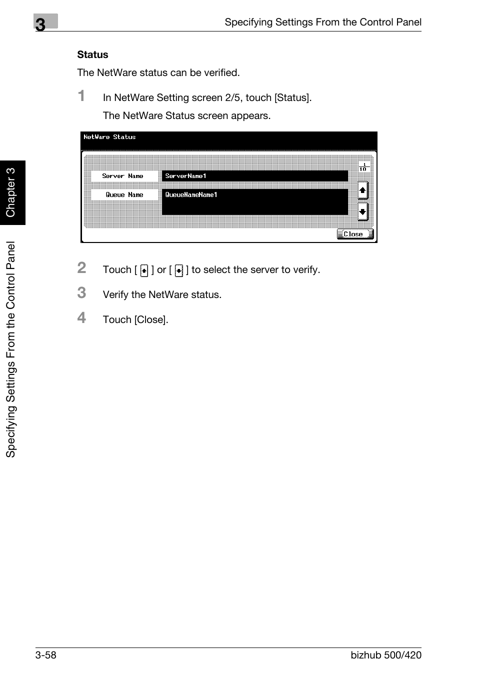 Status -58 | Konica Minolta bizhub 500 User Manual | Page 183 / 412