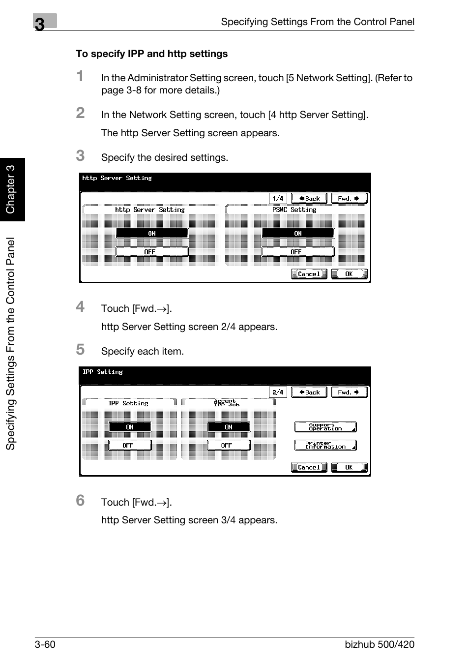 To specify ipp and http settings -60 | Konica Minolta bizhub 500 User Manual | Page 185 / 412