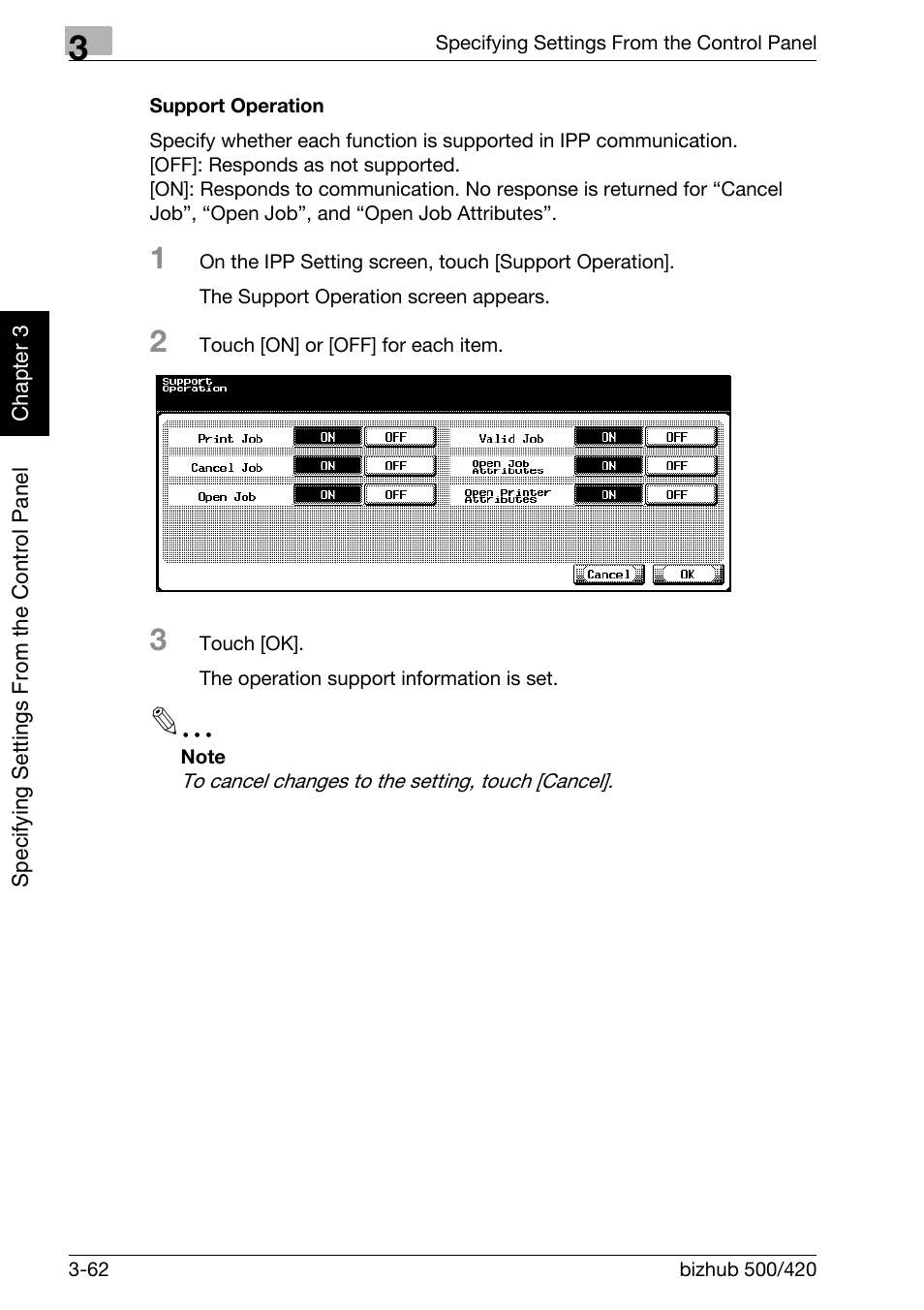 Support operation -62 | Konica Minolta bizhub 500 User Manual | Page 187 / 412