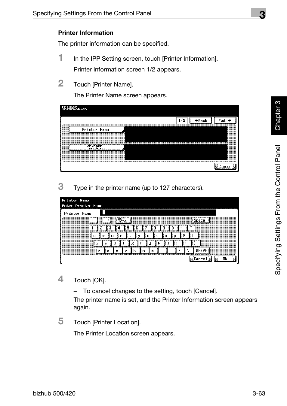 Printer information -63 | Konica Minolta bizhub 500 User Manual | Page 188 / 412