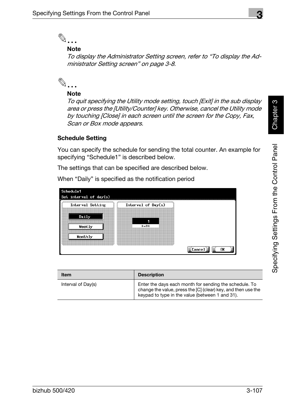 Schedule setting -107 | Konica Minolta bizhub 500 User Manual | Page 232 / 412