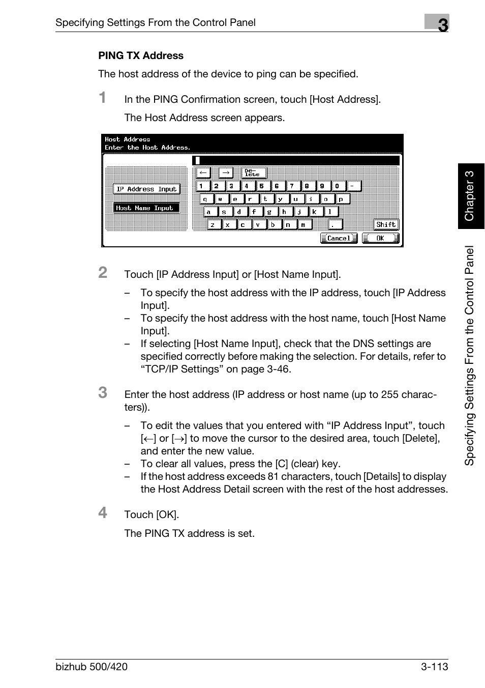 Ping tx address -113 | Konica Minolta bizhub 500 User Manual | Page 238 / 412