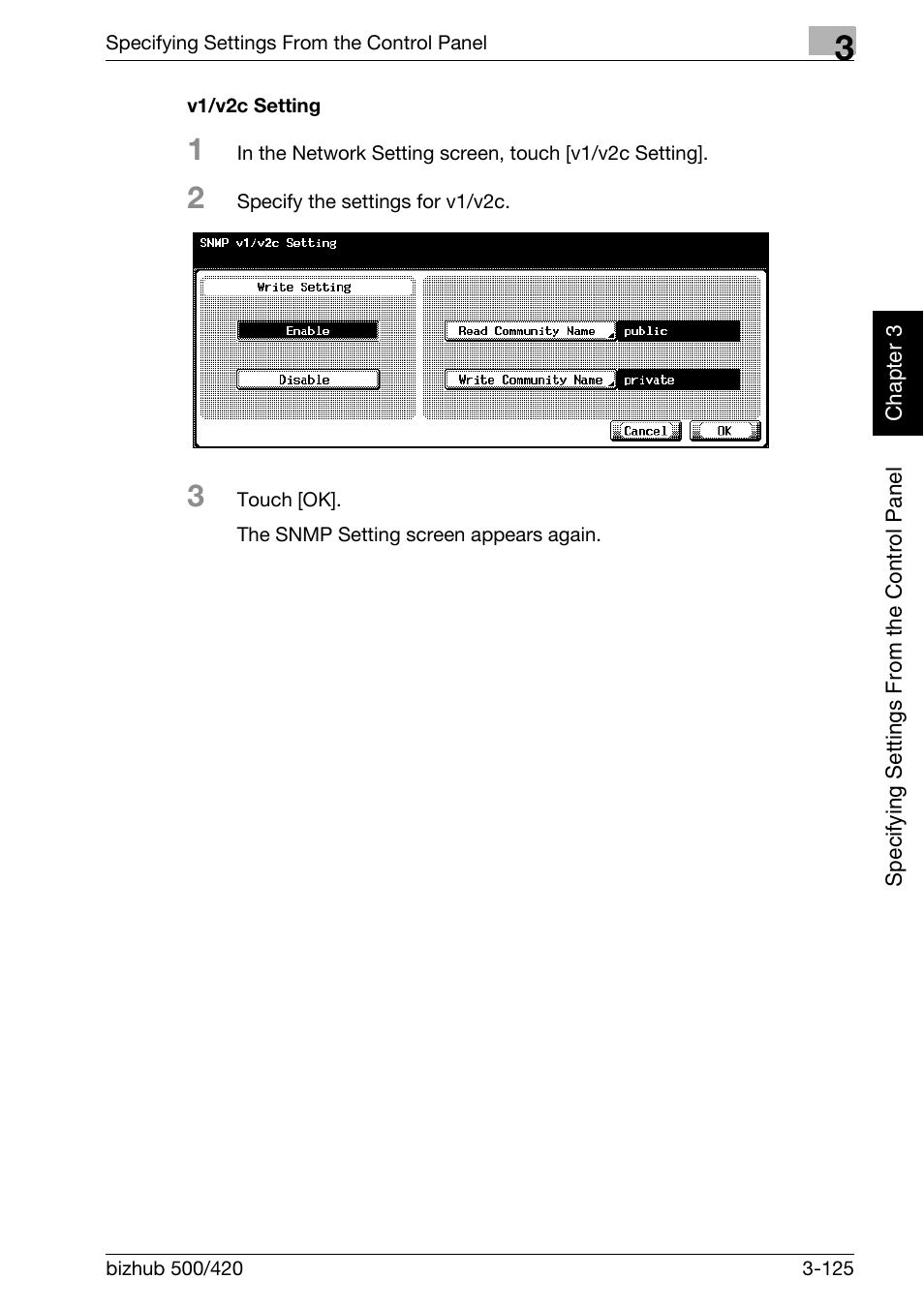 V1/v2c setting -125 | Konica Minolta bizhub 500 User Manual | Page 250 / 412