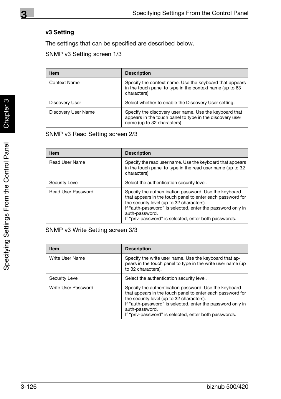 V3 setting -126 | Konica Minolta bizhub 500 User Manual | Page 251 / 412