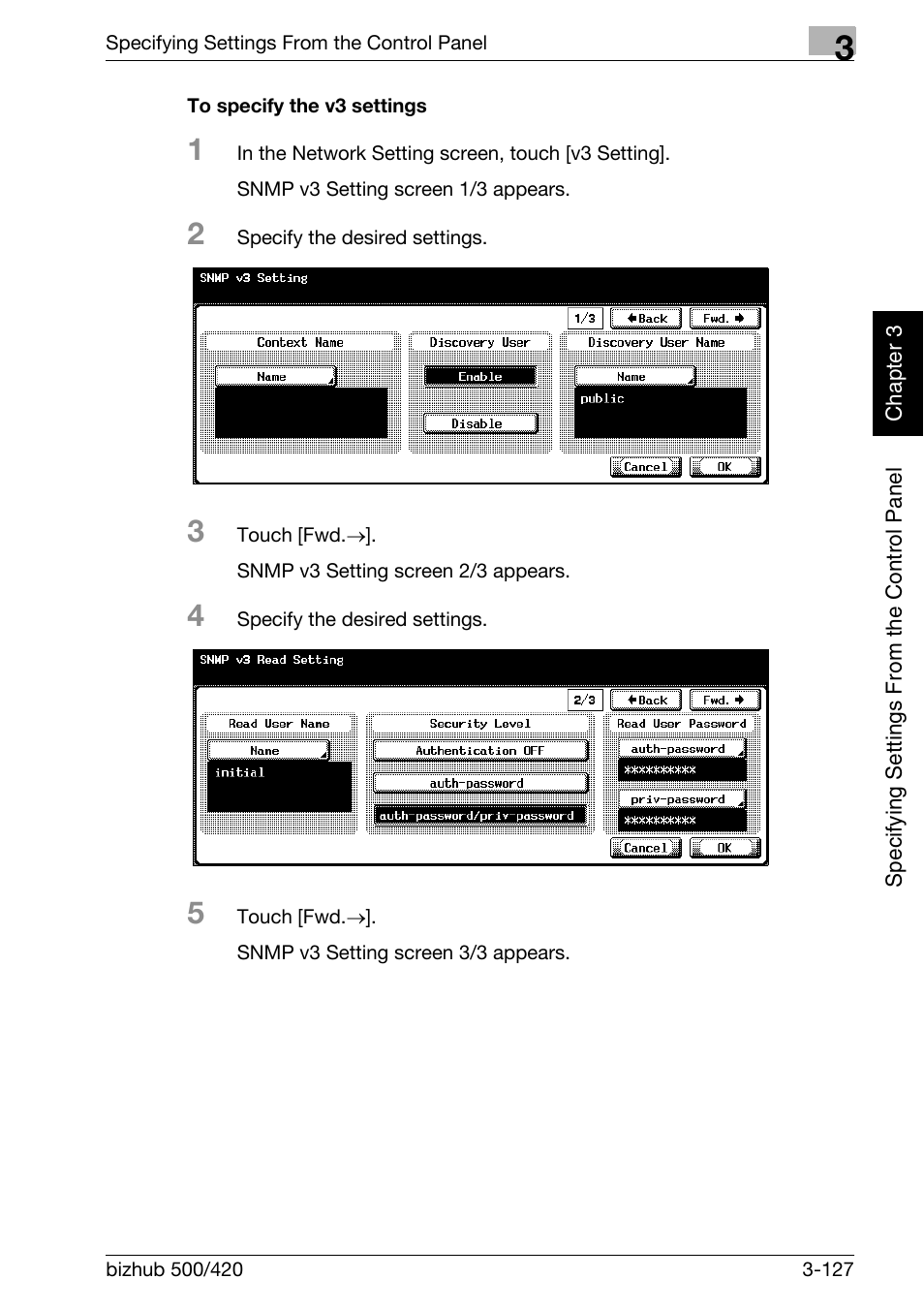 To specify the v3 settings -127 | Konica Minolta bizhub 500 User Manual | Page 252 / 412