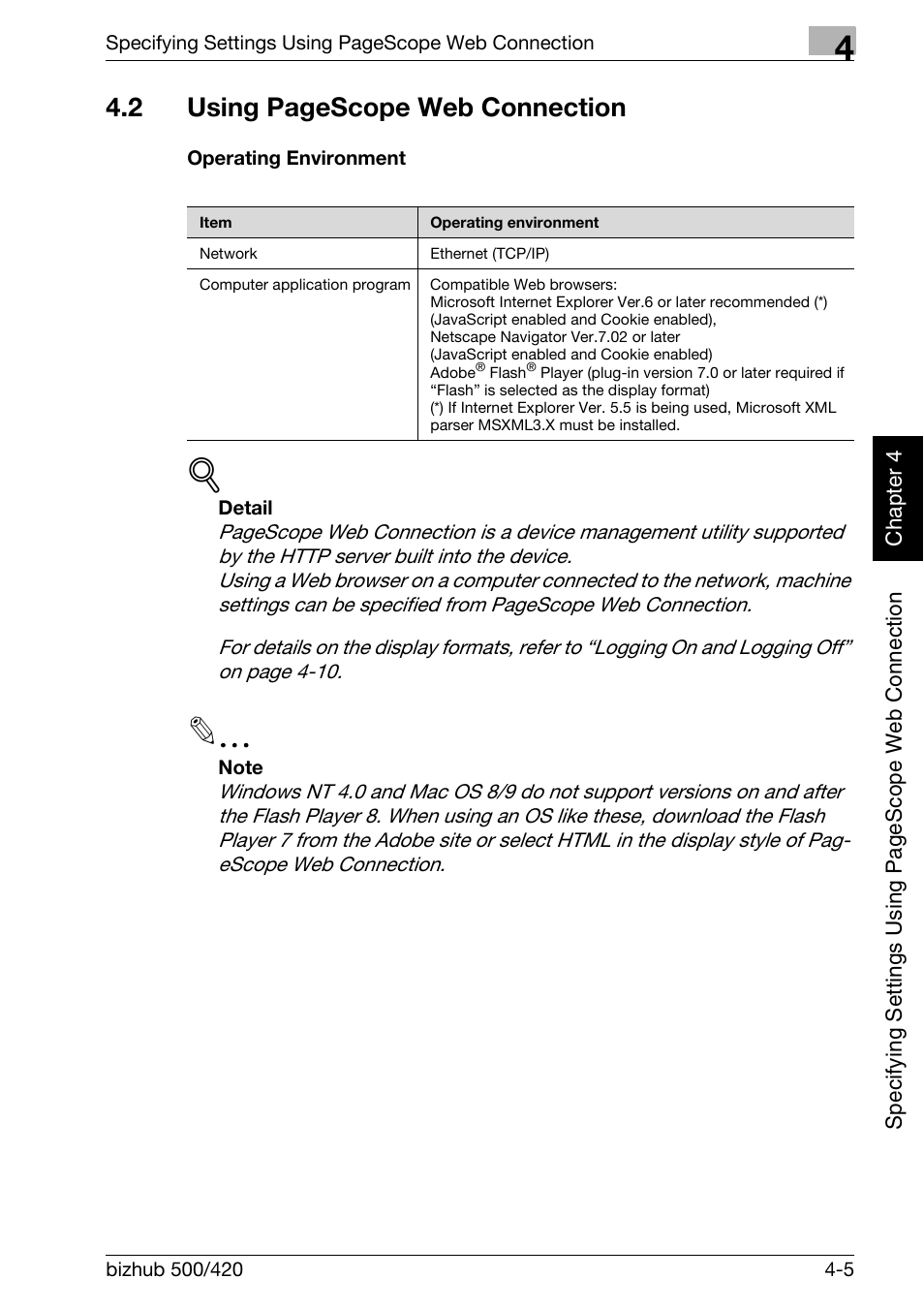 Operating environment -5, 2 using pagescope web connection | Konica Minolta bizhub 500 User Manual | Page 276 / 412