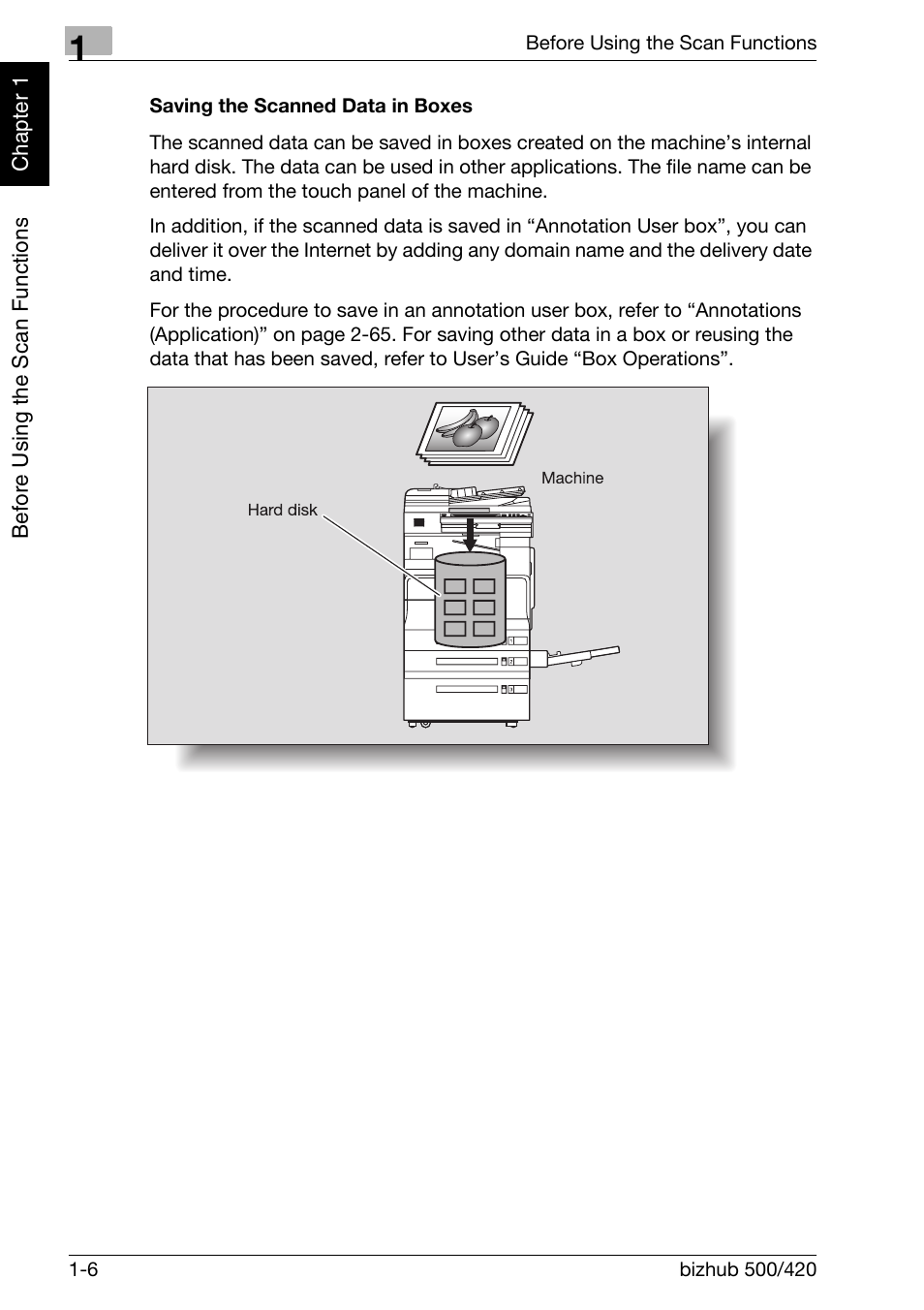 Saving the scanned data in boxes -6 | Konica Minolta bizhub 500 User Manual | Page 29 / 412