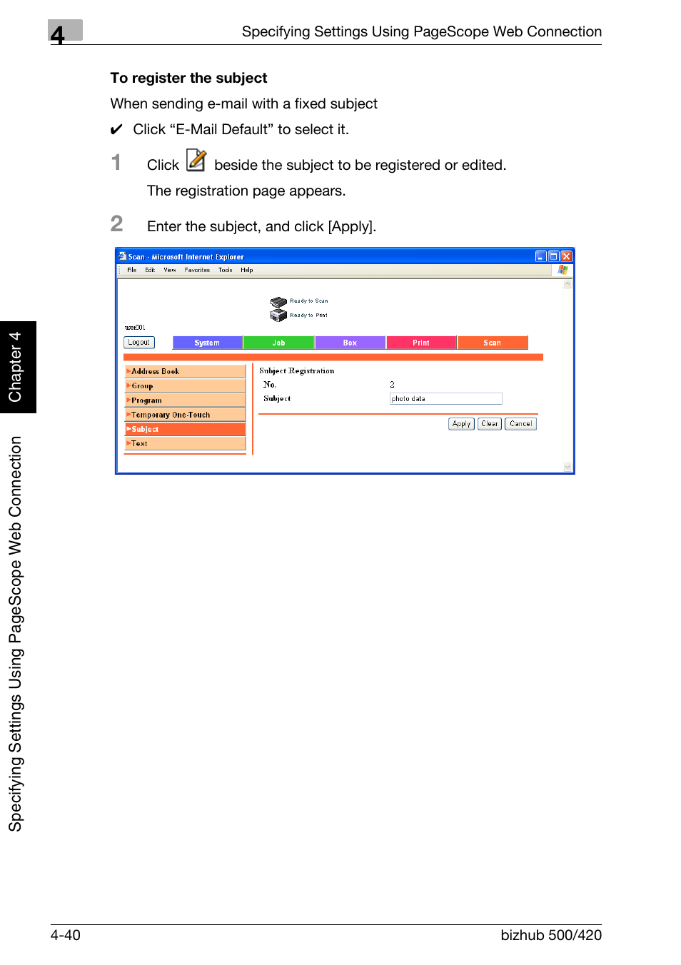 To register the subject -40 | Konica Minolta bizhub 500 User Manual | Page 311 / 412