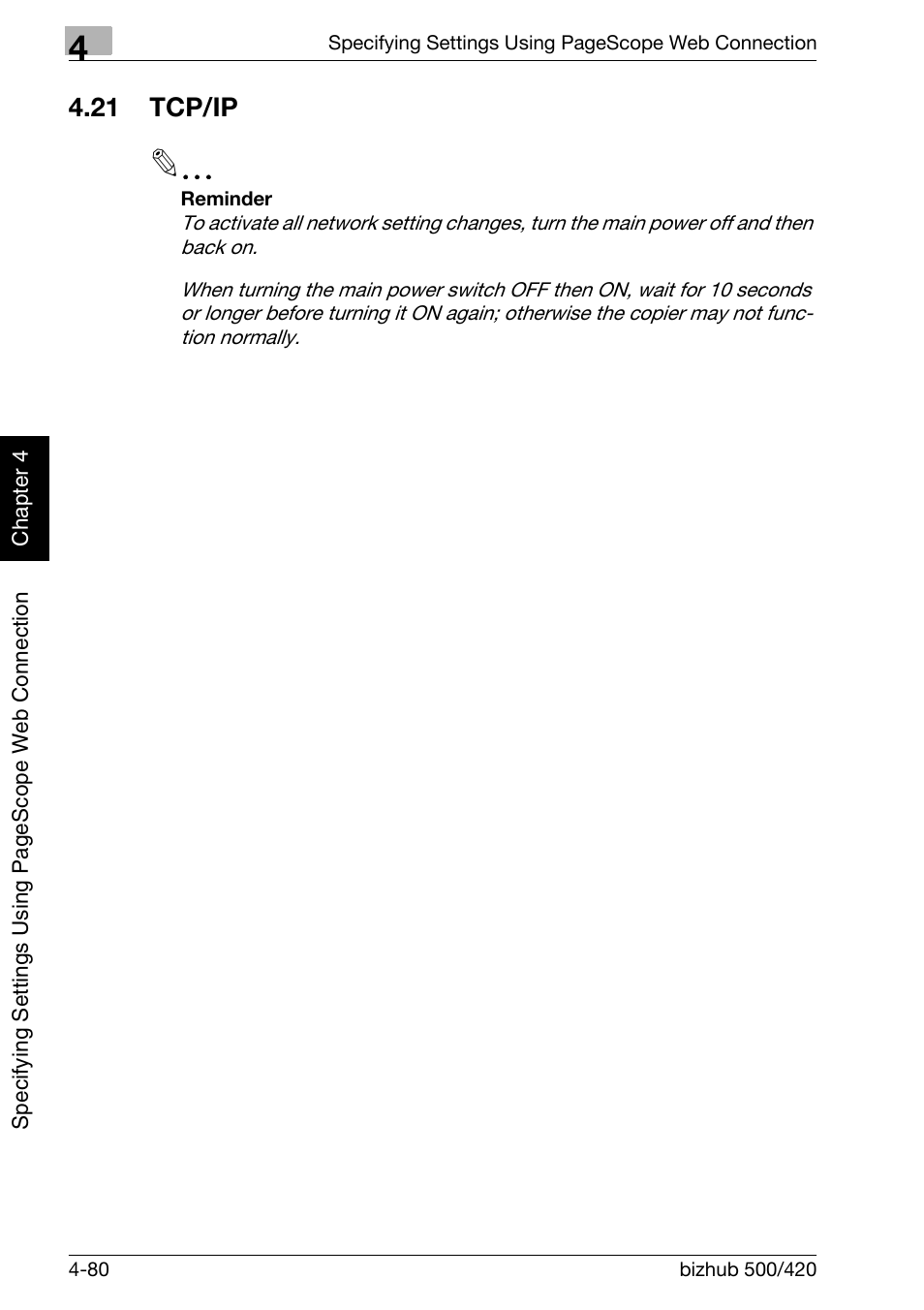 21 tcp/ip, Tcp/ip -80 | Konica Minolta bizhub 500 User Manual | Page 351 / 412