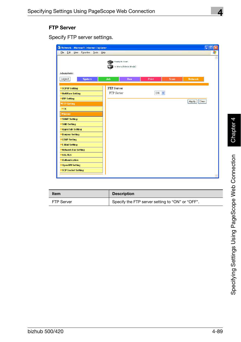 Ftp server -89 | Konica Minolta bizhub 500 User Manual | Page 360 / 412