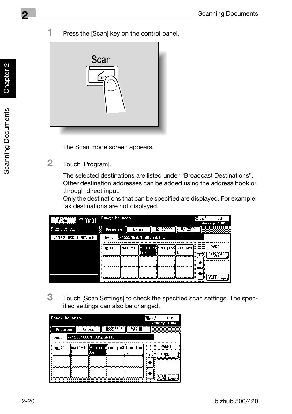 Scan | Konica Minolta bizhub 500 User Manual | Page 55 / 412