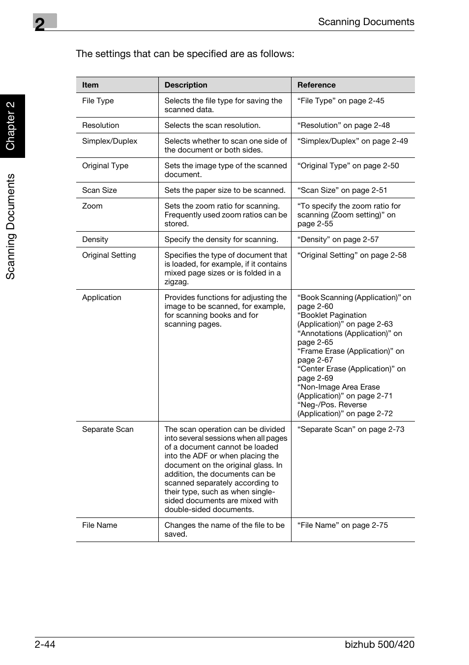 Scan nin g do cu men ts chapter 2 | Konica Minolta bizhub 500 User Manual | Page 79 / 412