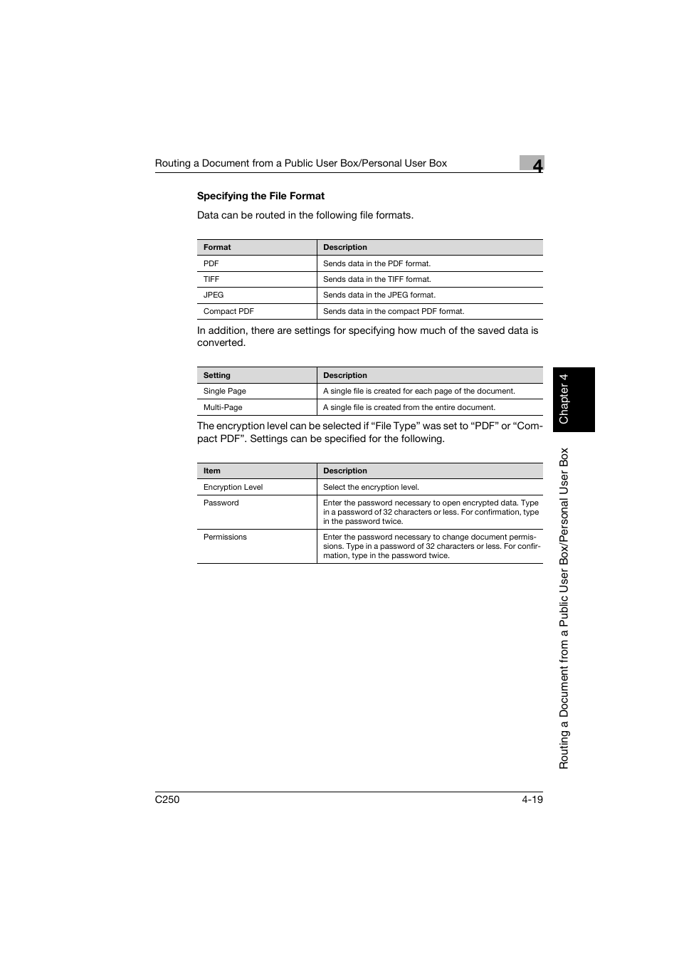 Specifying the file format, Specifying the file format -19 | Konica Minolta bizhub C250 User Manual | Page 100 / 194