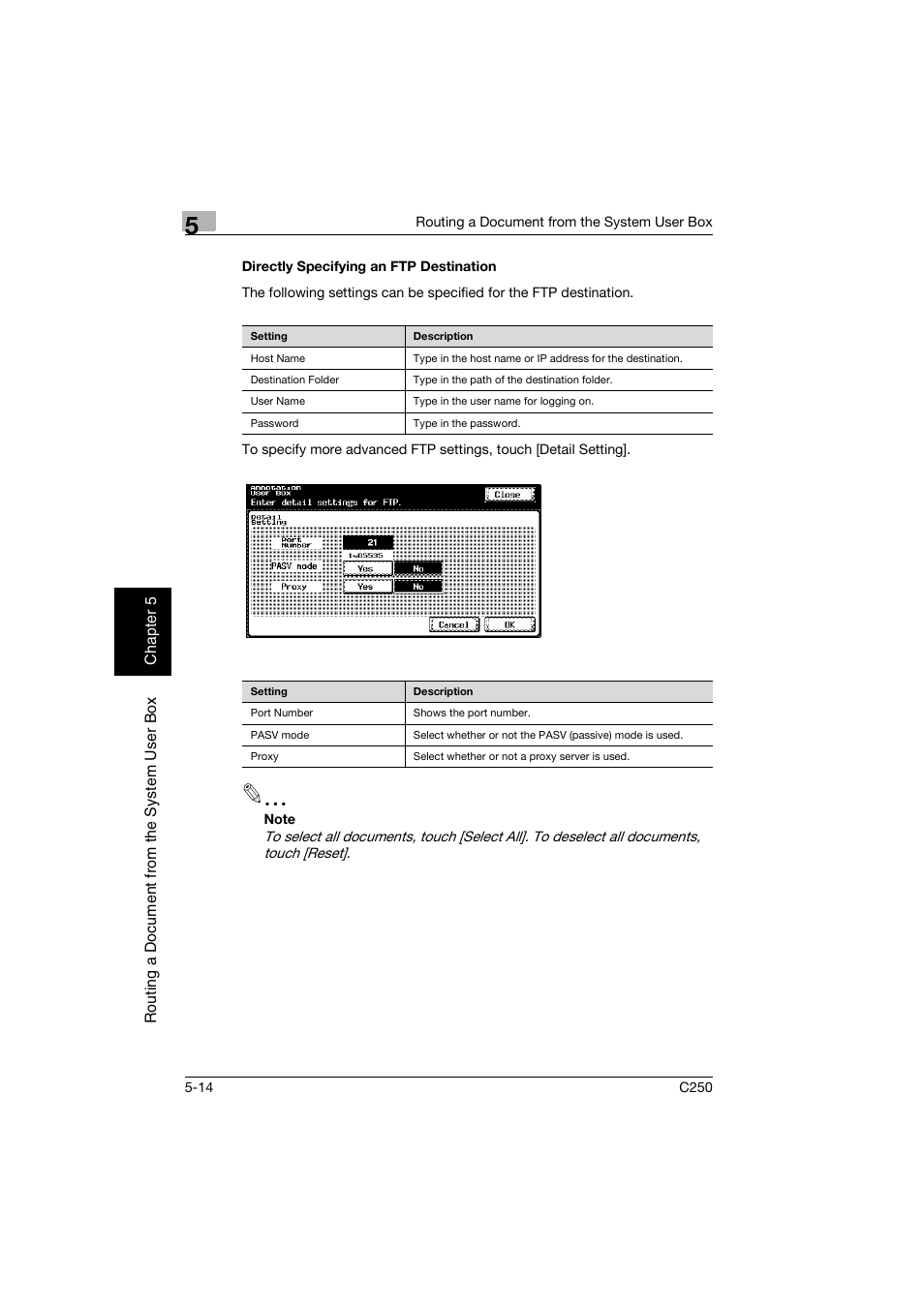 Directly specifying an ftp destination, Directly specifying an ftp destination -14 | Konica Minolta bizhub C250 User Manual | Page 117 / 194