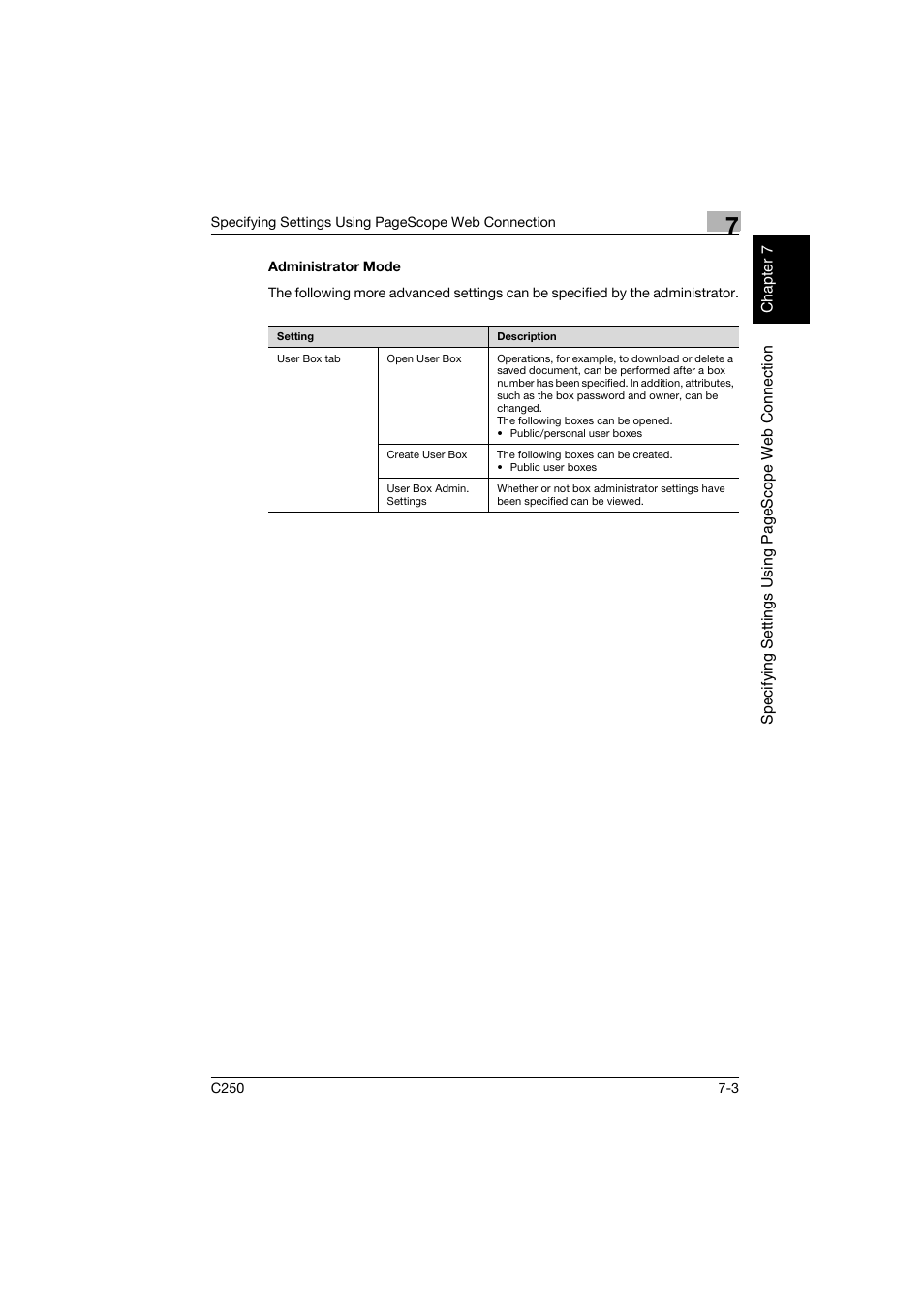 Administrator mode, Administrator mode -3 | Konica Minolta bizhub C250 User Manual | Page 156 / 194