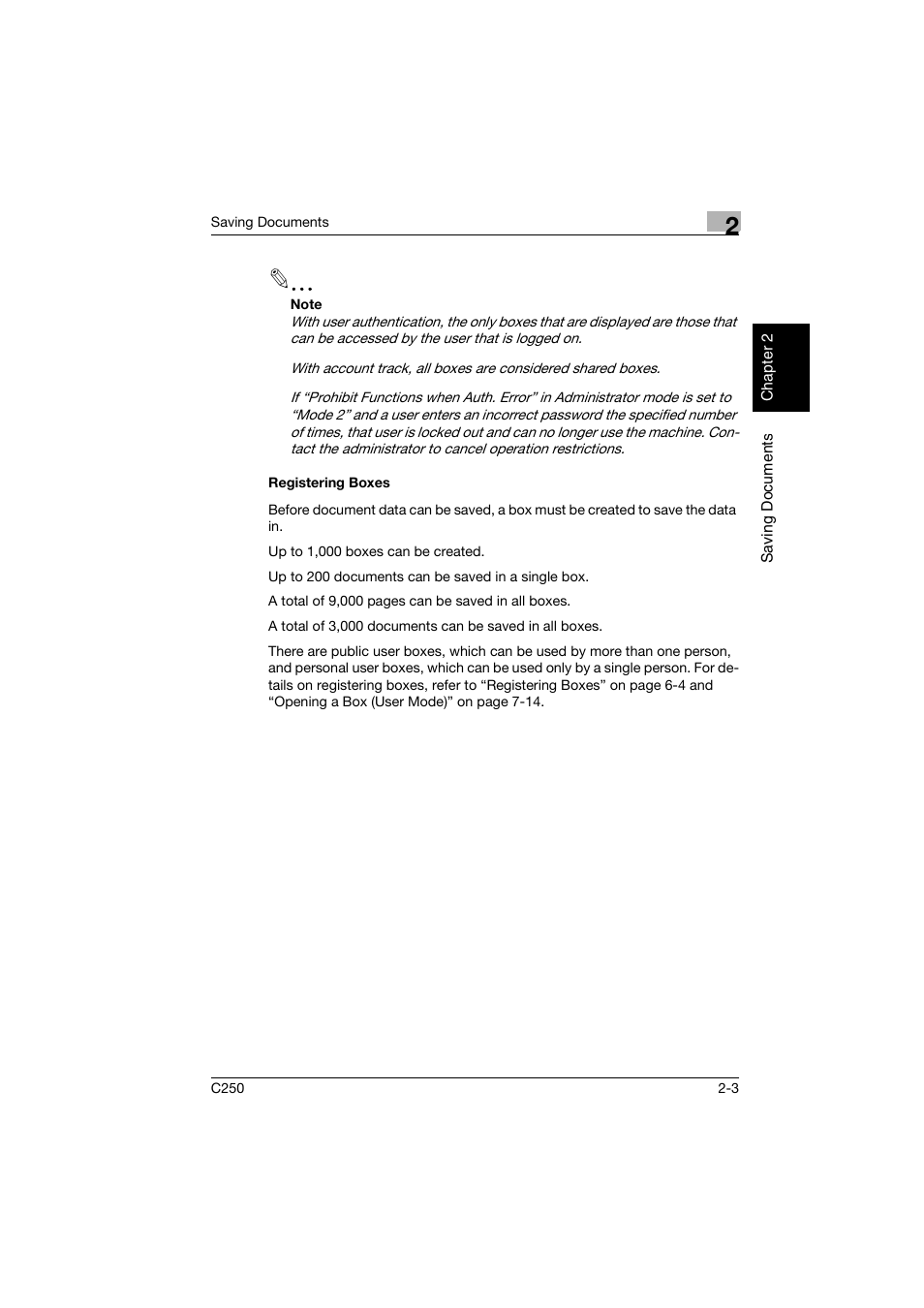 Registering boxes, Registering boxes -3 | Konica Minolta bizhub C250 User Manual | Page 26 / 194