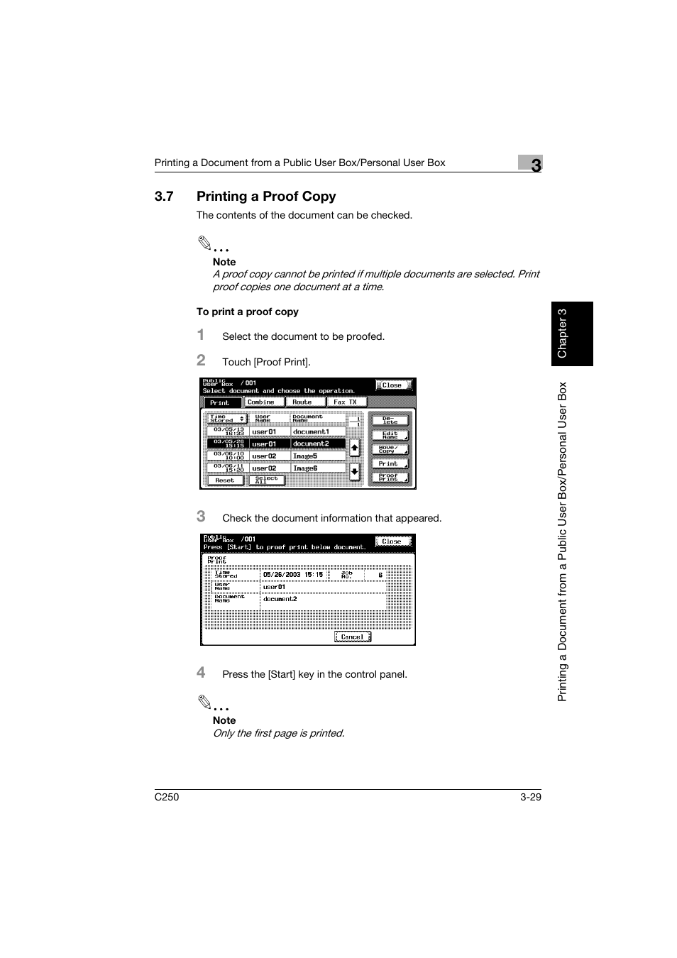 7 printing a proof copy, To print a proof copy, Printing a proof copy -29 | To print a proof copy -29 | Konica Minolta bizhub C250 User Manual | Page 66 / 194