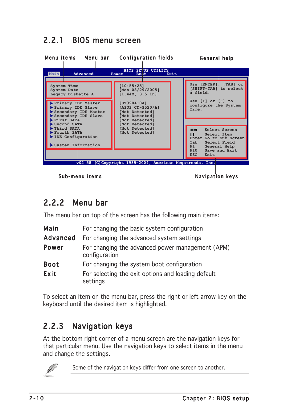 2 menu bar menu bar menu bar menu bar menu bar | Asus A8N-VM CSM User Manual | Page 50 / 86
