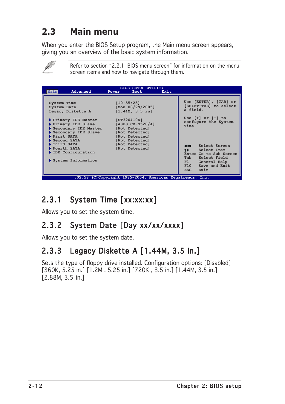 3 main menu | Asus A8N-VM CSM User Manual | Page 52 / 86