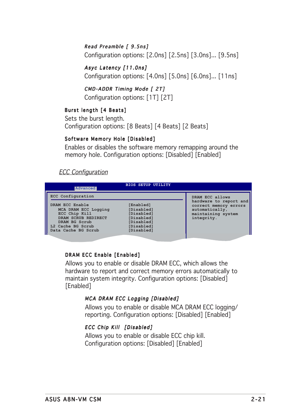 Configuration options: [1t] [2t | Asus A8N-VM CSM User Manual | Page 61 / 86