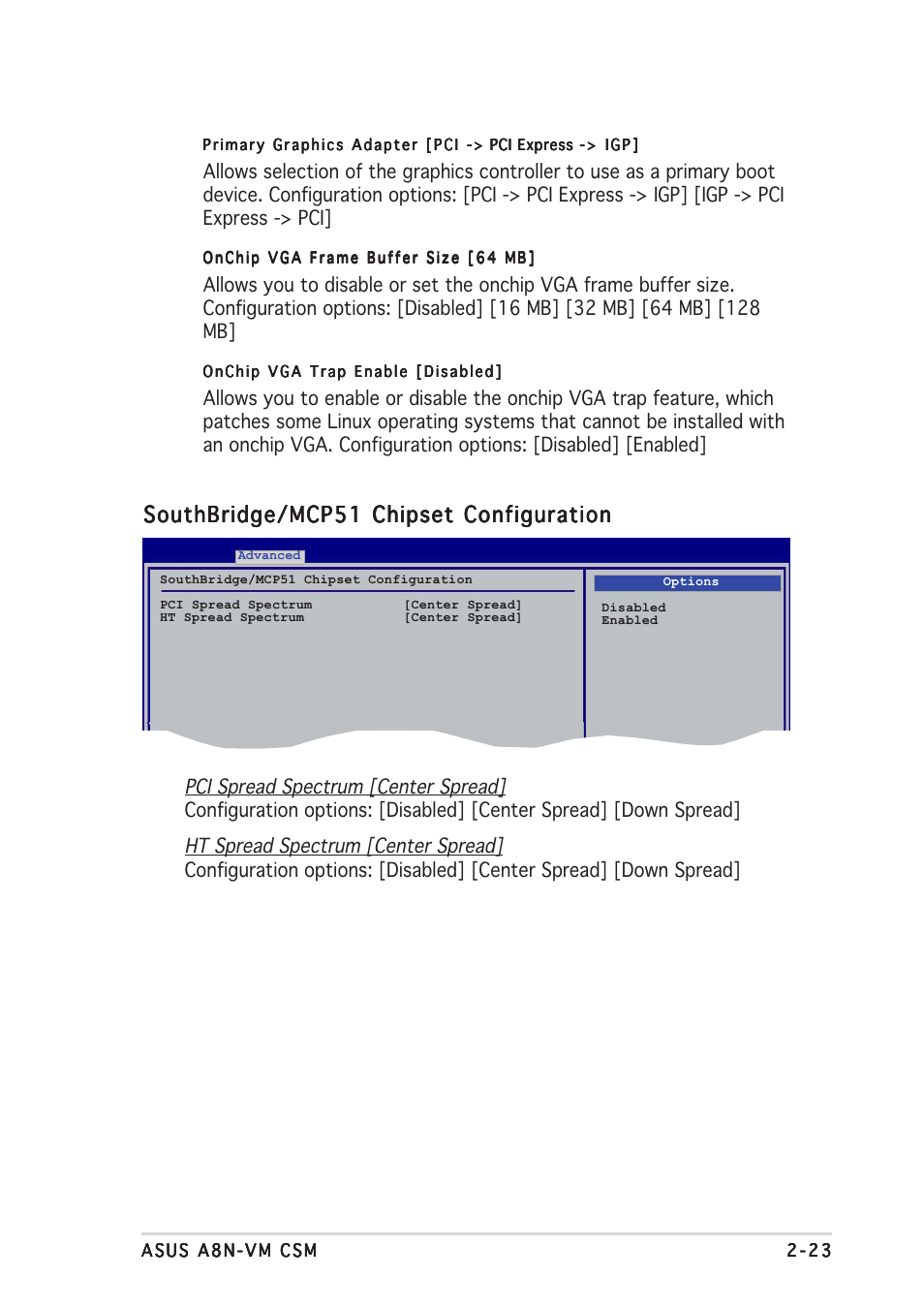 Southbridge/mcp51 chipset configuration | Asus A8N-VM CSM User Manual | Page 63 / 86