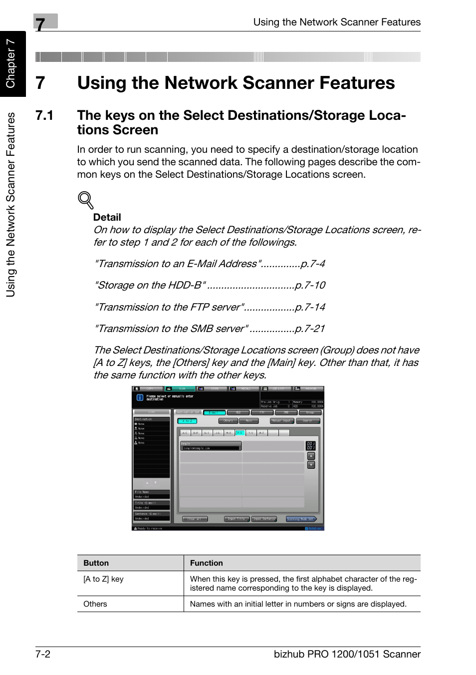 7 using the network scanner features, Using the network scanner features, Chapter 7 using the network scanner features | 7using the network scanner features | Konica Minolta bizhub PRO 1200 User Manual | Page 113 / 170