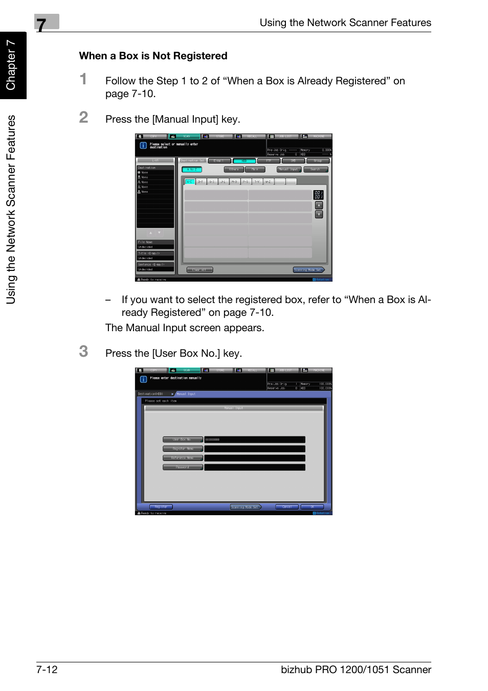 When a box is not registered, P.7-12 | Konica Minolta bizhub PRO 1200 User Manual | Page 123 / 170