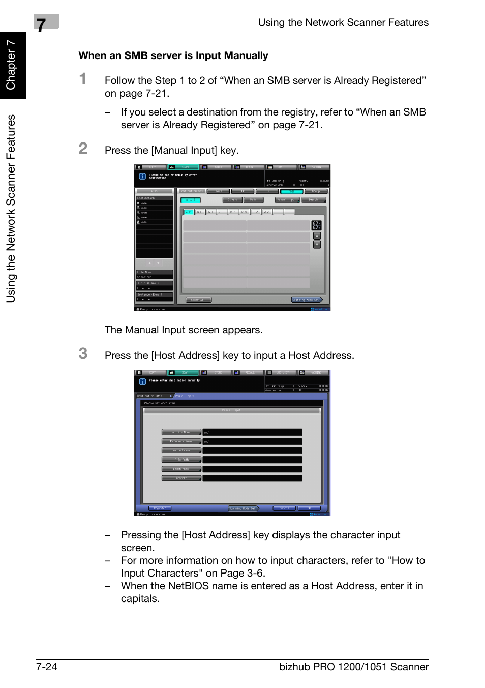 When an smb server is input manually, P.7-24 | Konica Minolta bizhub PRO 1200 User Manual | Page 135 / 170