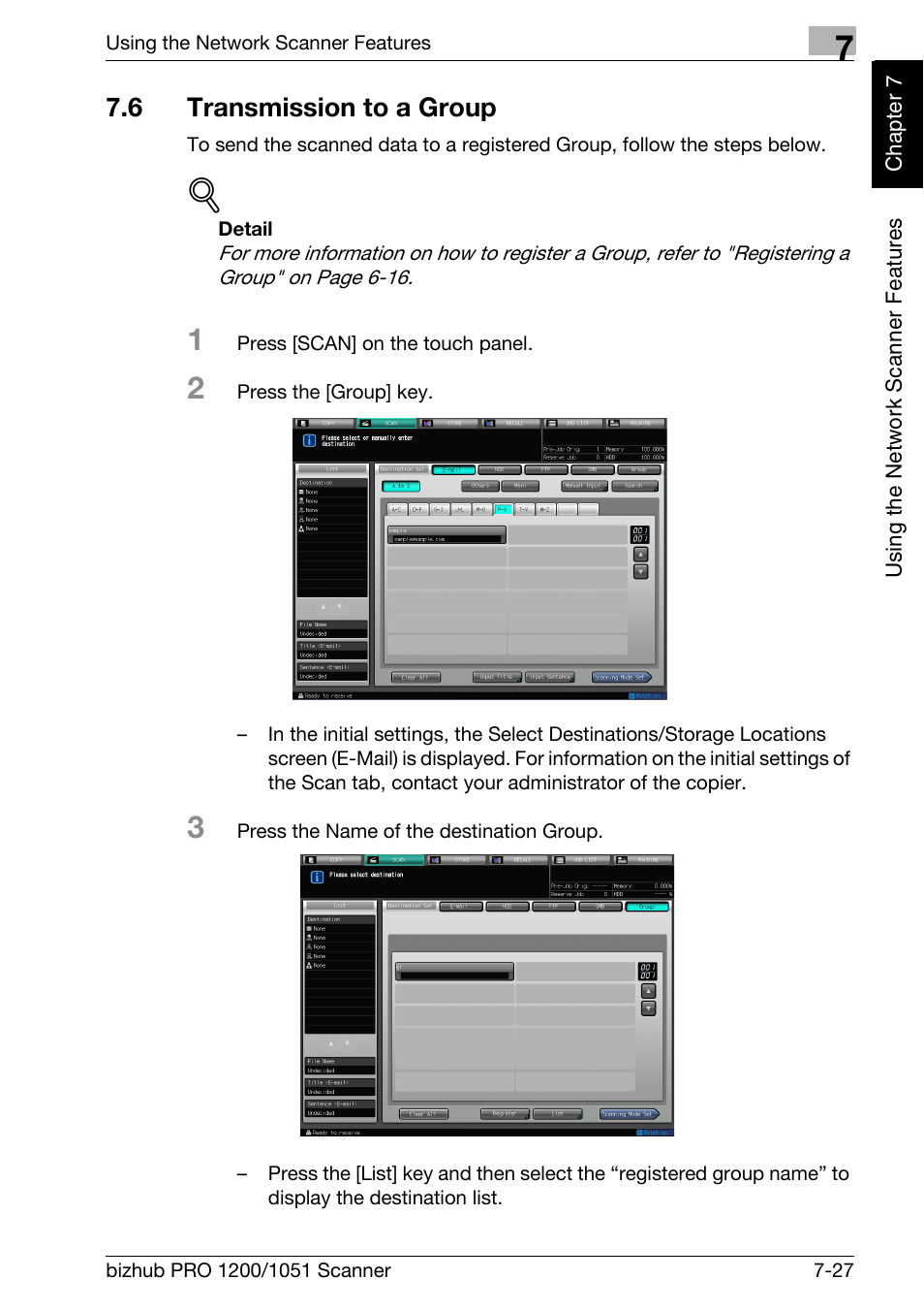 6 transmission to a group, Transmission to a group -27 | Konica Minolta bizhub PRO 1200 User Manual | Page 138 / 170