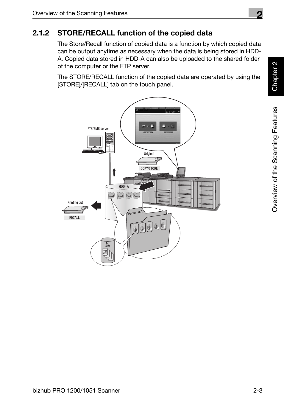 2 store/recall function of the copied data, Store/recall function of the copied data -3 | Konica Minolta bizhub PRO 1200 User Manual | Page 16 / 170