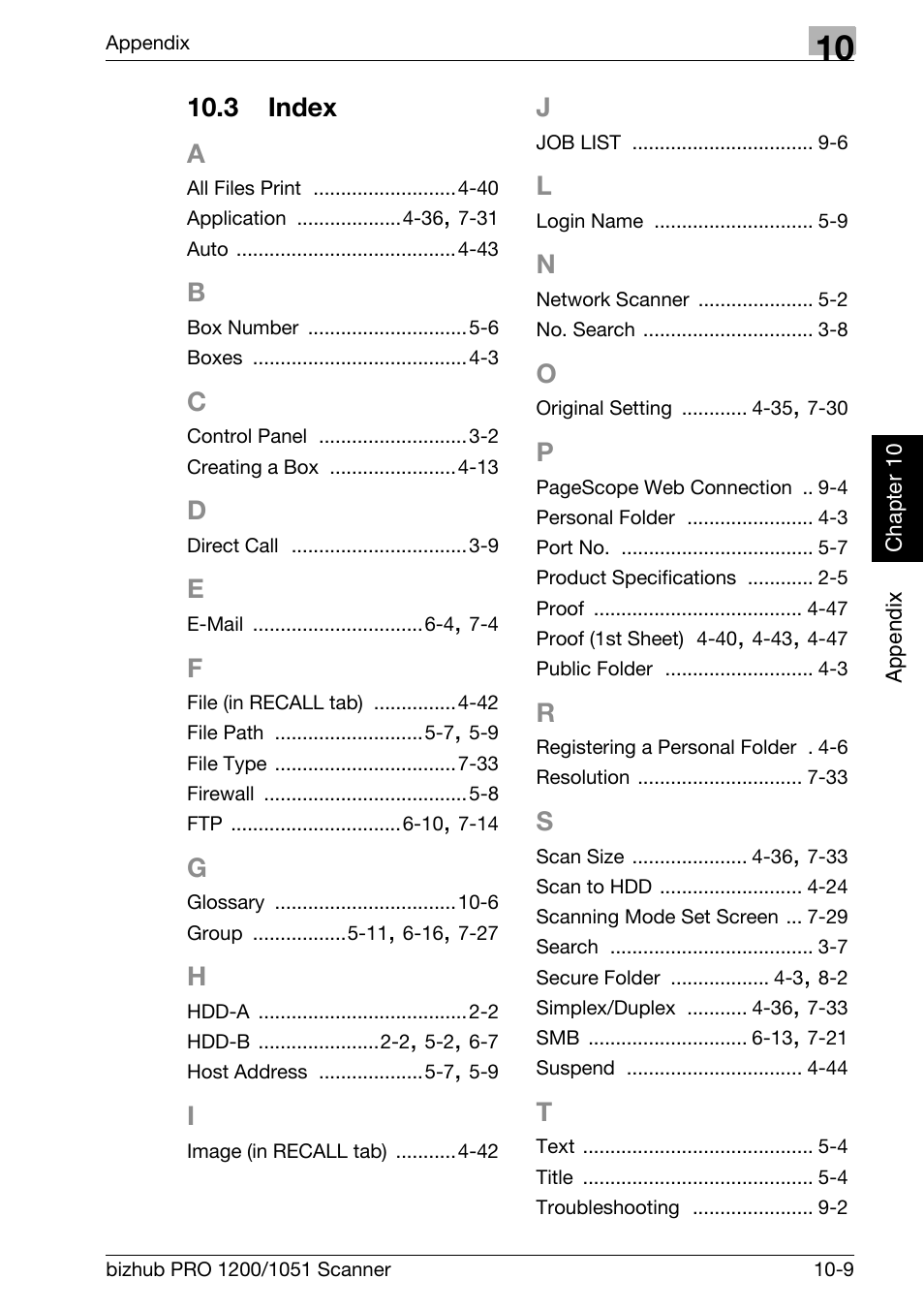 3 index, Index -9, 3 index a | Konica Minolta bizhub PRO 1200 User Manual | Page 168 / 170