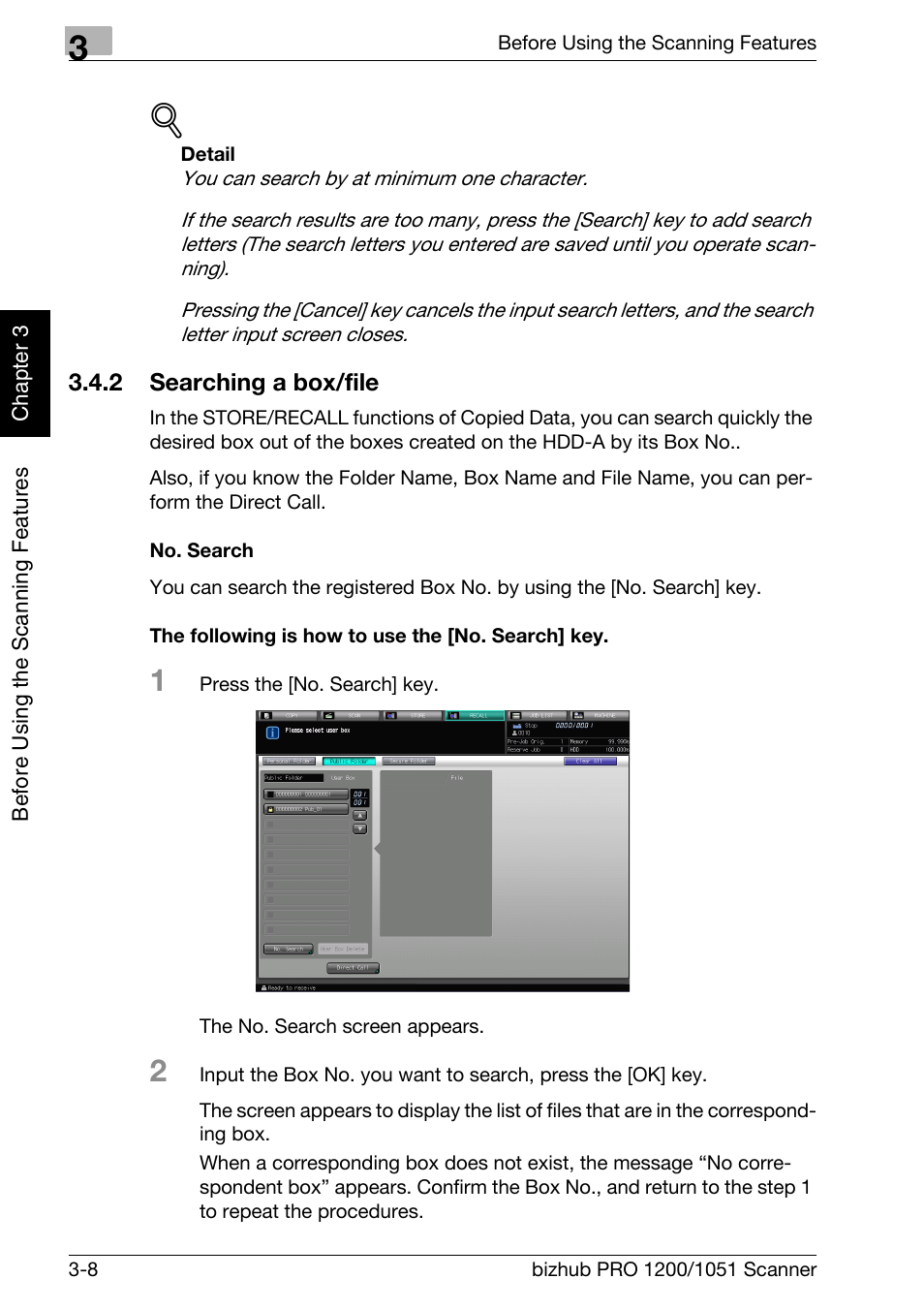 2 searching a box/file, Searching a box/file -8 | Konica Minolta bizhub PRO 1200 User Manual | Page 27 / 170