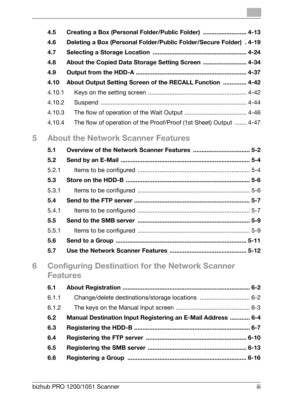 5about the network scanner features | Konica Minolta bizhub PRO 1200 User Manual | Page 4 / 170