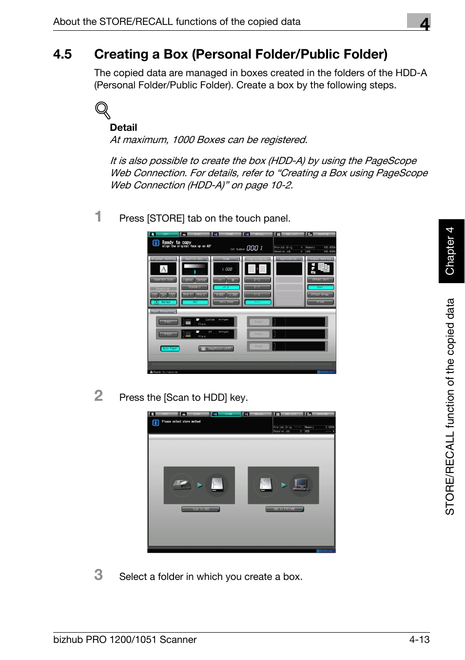 5 creating a box (personal folder/public folder), Creating a box (personal folder/public folder) -13 | Konica Minolta bizhub PRO 1200 User Manual | Page 44 / 170