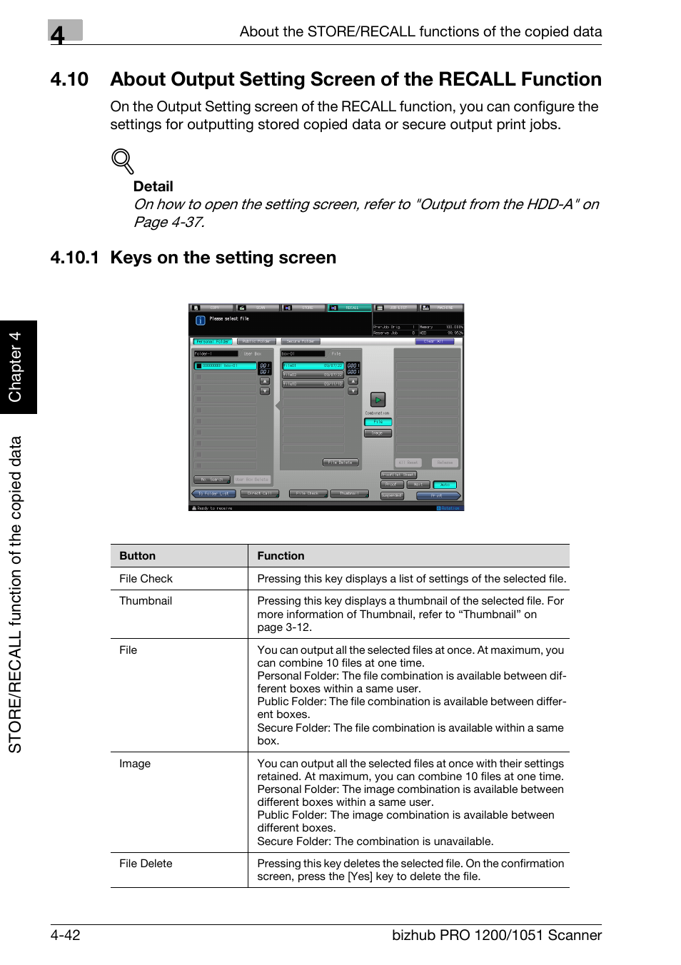 1 keys on the setting screen, Keys on the setting screen -42 | Konica Minolta bizhub PRO 1200 User Manual | Page 73 / 170