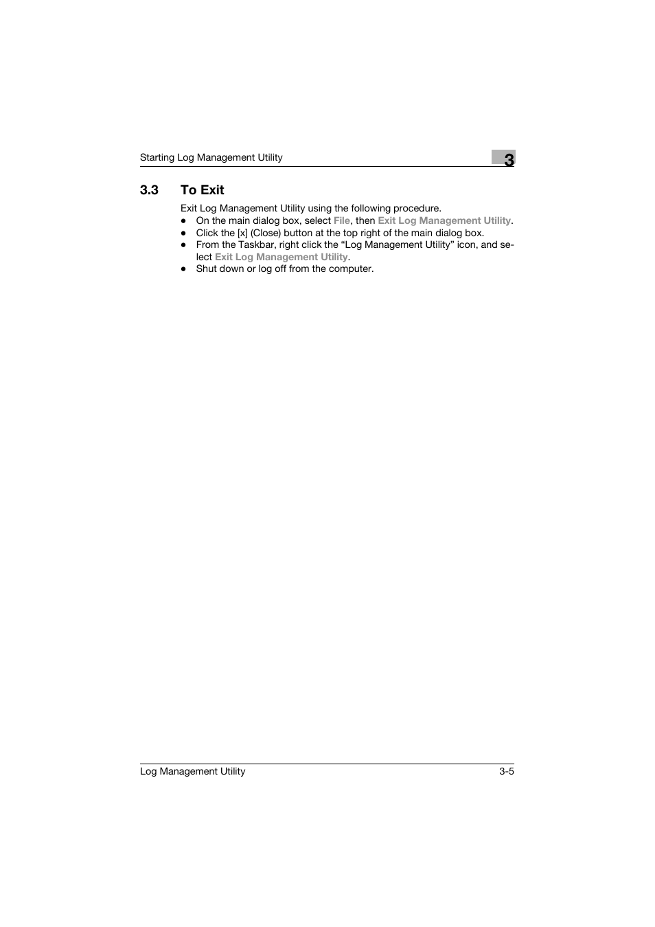 3 to exit, To exit -5 | Konica Minolta PageScope Log Management Utility User Manual | Page 20 / 76