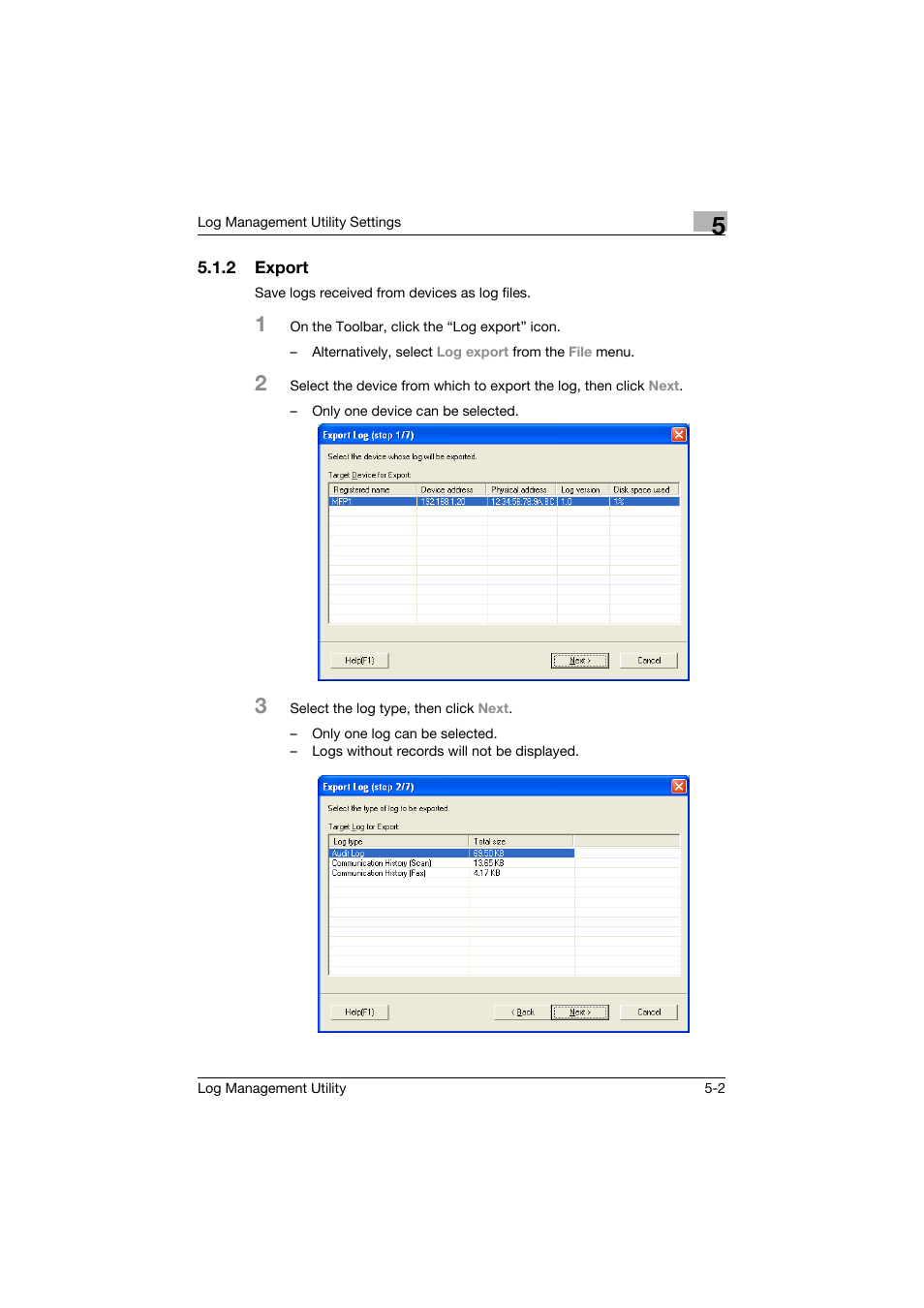 2 export, Export -2 | Konica Minolta PageScope Log Management Utility User Manual | Page 51 / 76