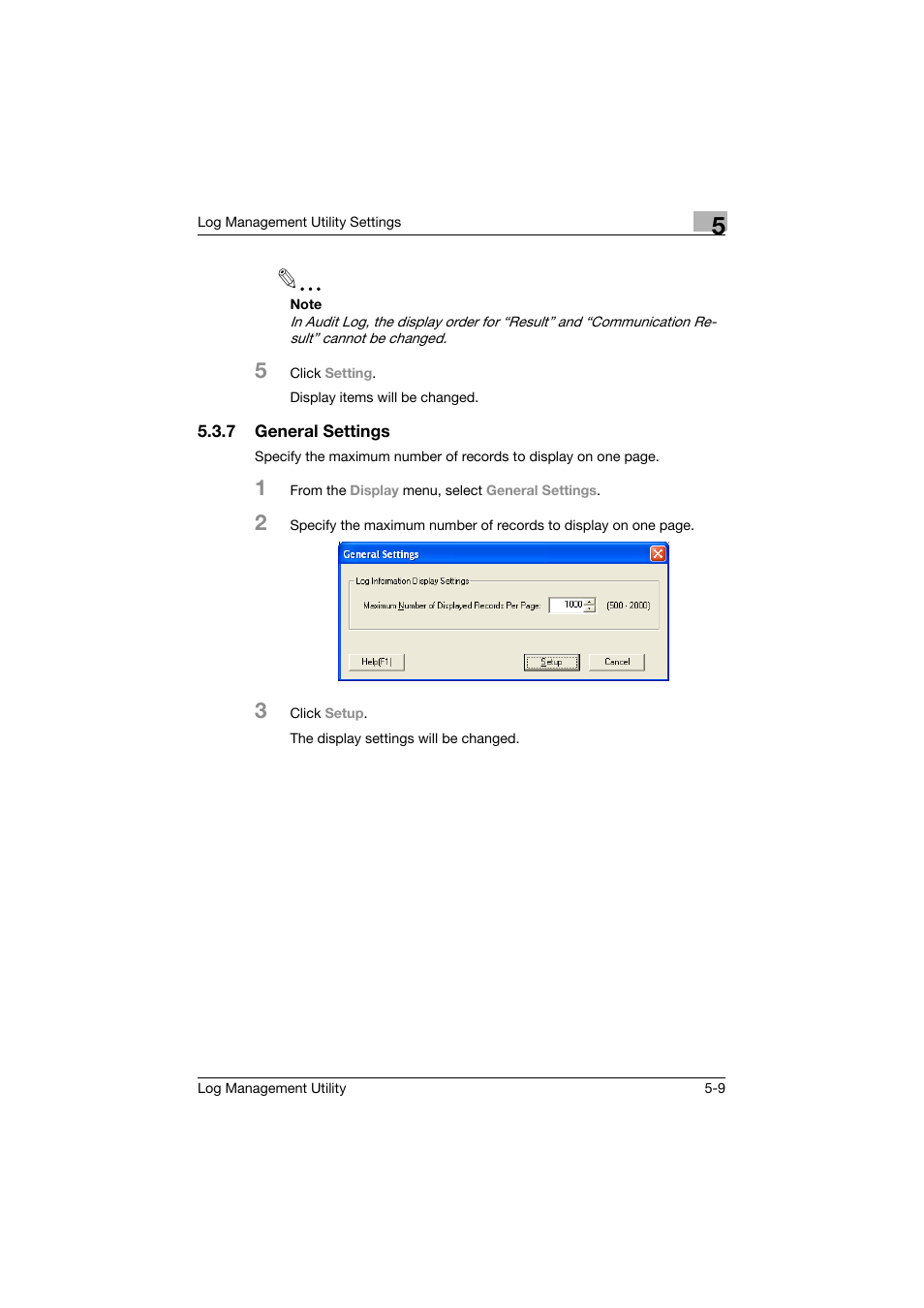 7 general settings, General settings -9 | Konica Minolta PageScope Log Management Utility User Manual | Page 58 / 76